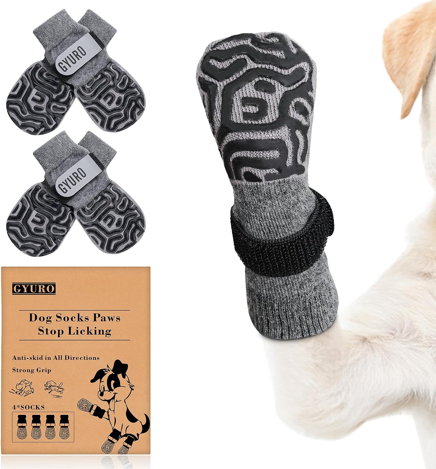 Detalle de GYURO 2 Paar rutschfeste Hundesocken