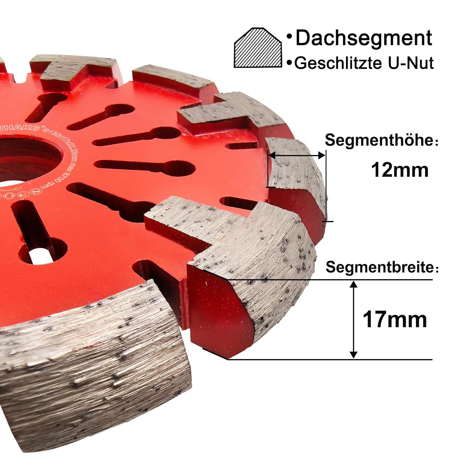 Detalle de GVHAKG Diamant Frässcheibe 130 mm, 17 mm Segmentbreite (22,23 mm) für Fußbodenheizung