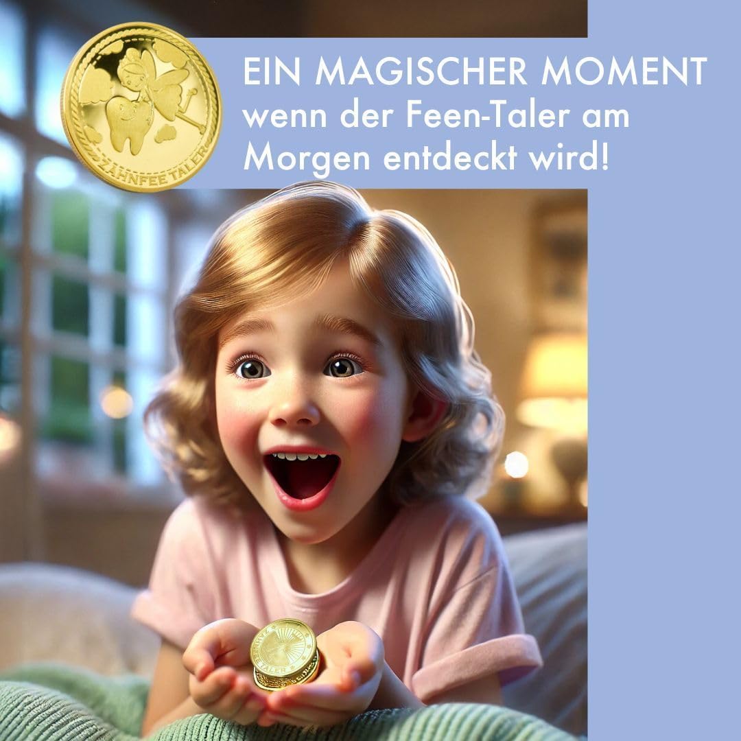 Detalle 2 de LumeeStar Zahnfee Taler Goldmünze (10x) – Magisches Andenken für Milchzähne