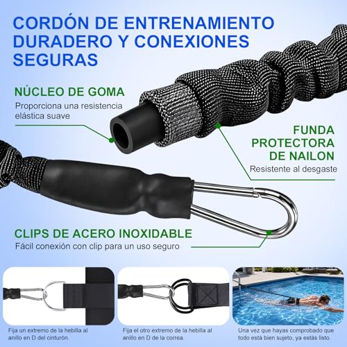 Thumbnail 6 de Correa de natación Roaxkois: cinturón de resistencia con cuerda ajustable (2,5–7,5 m) para adultos