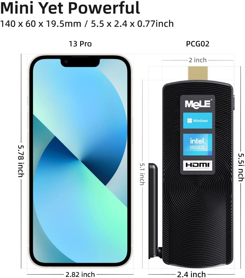 Thumbnail 2 de MeLE Fanless Mini PC Stick PCG02 (N100) — Thin, silent computing on the go
