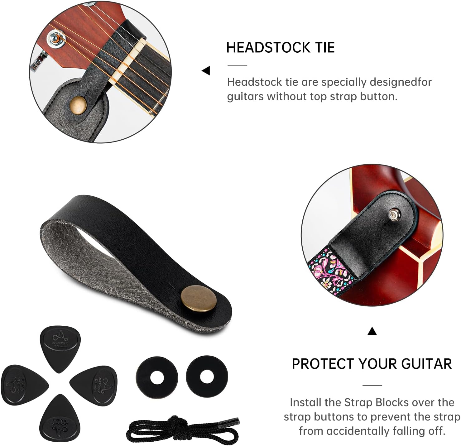 Detalle de AODSK Guitar Strap 35–62 in