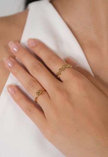 Detalle 2 de Purelei Terra Ring – verstellbarer Kugelring aus 18K vergoldetem Edelstahl, Größe 50–60