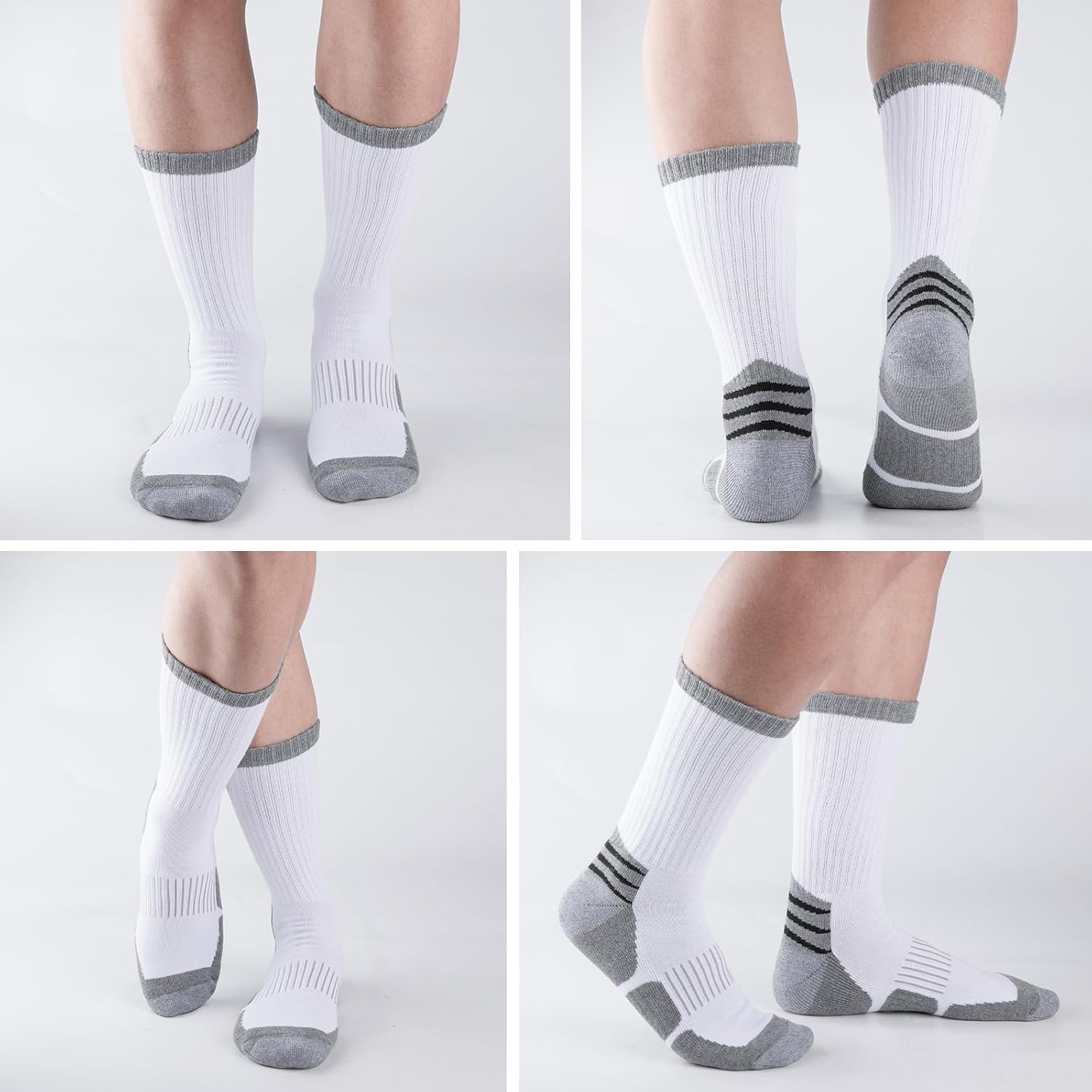 Detalle 2 de COOVAN Men's Cotton Crew Socks, 6 Pairs, Cushioned and Moisture-Wicking