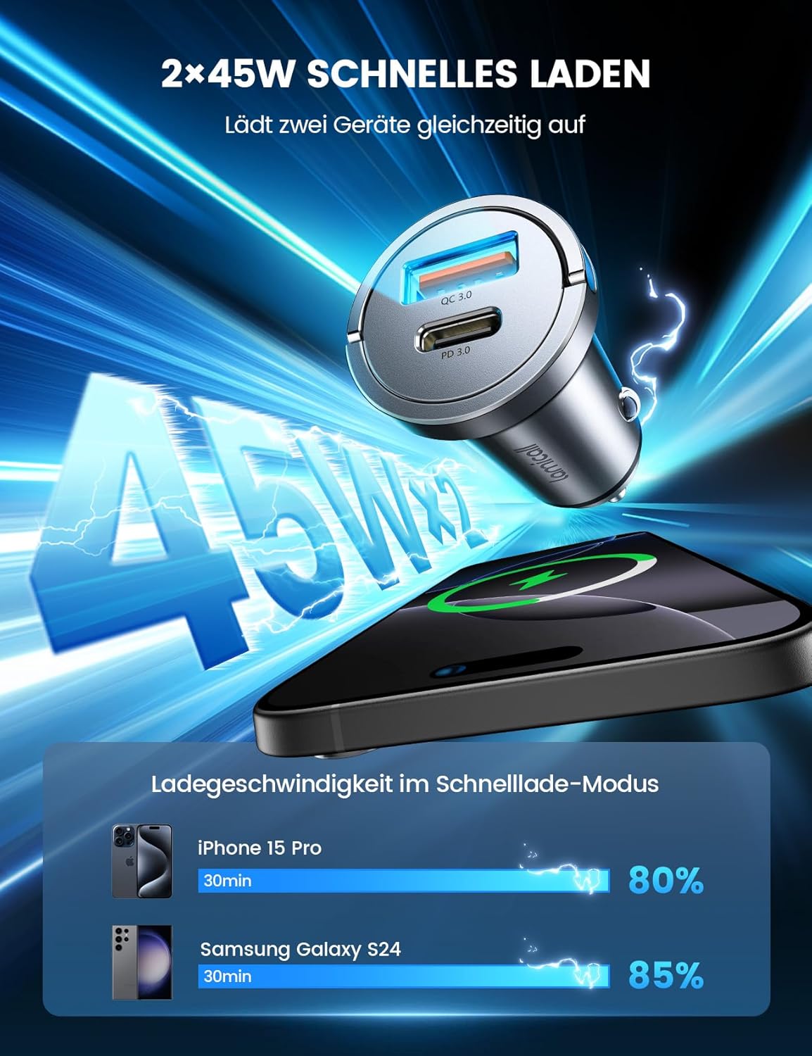 Thumbnail 4 de Lamicall 45W Zigarettenanzünder USB C Auto Ladegerät