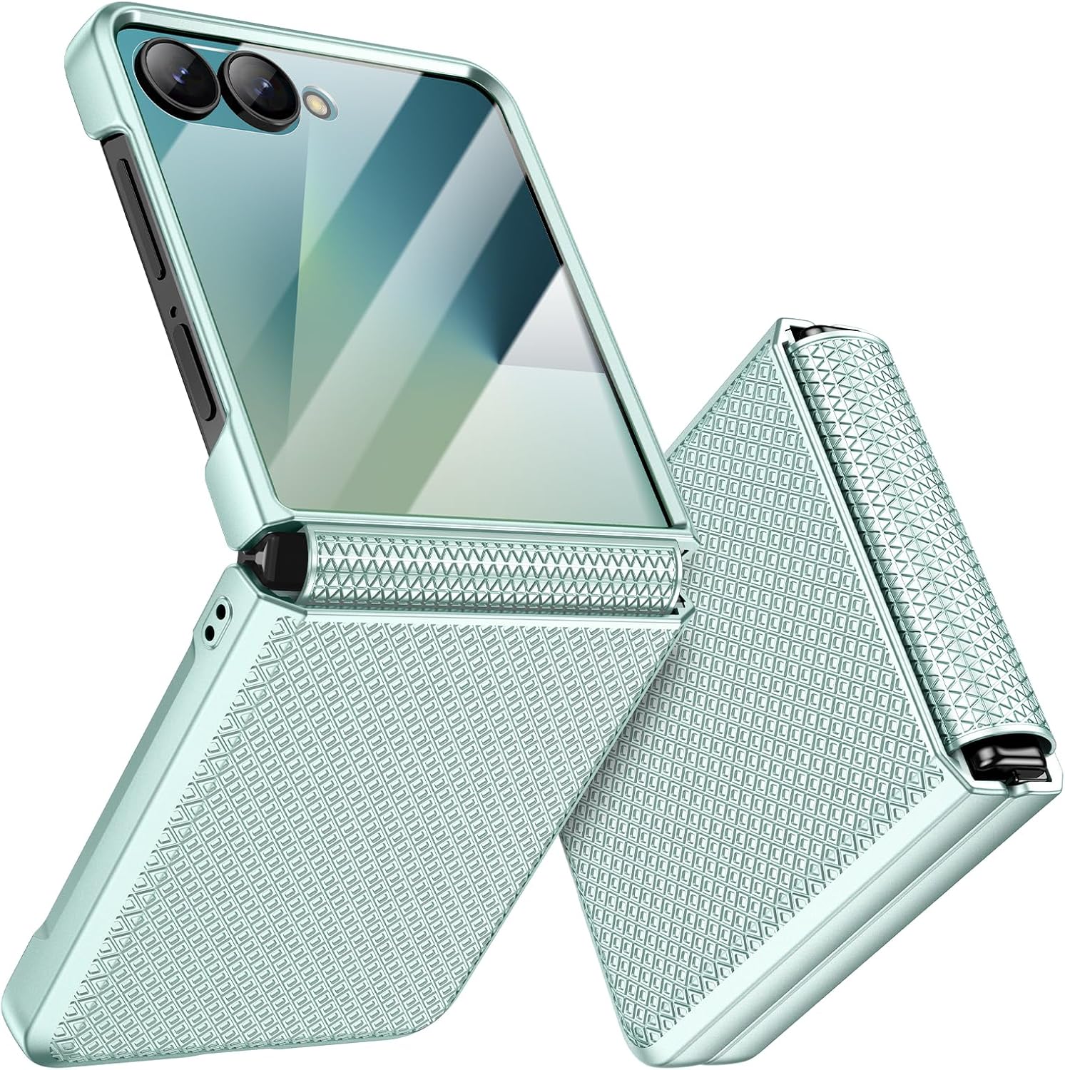 Detalle de Doeshine Slim Fit Case for Samsung Galaxy Z Flip 7 with Back Screen Protector & Hinge Protection (Mint Green)