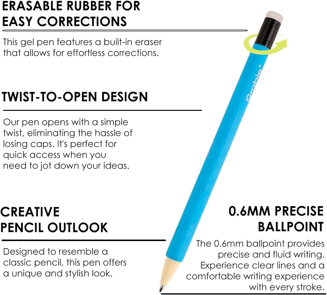 Thumbnail 1 de Grabie Löschbare Gelstifte – 9 Farben, 0,7 mm Spitze, integrierter Radierer