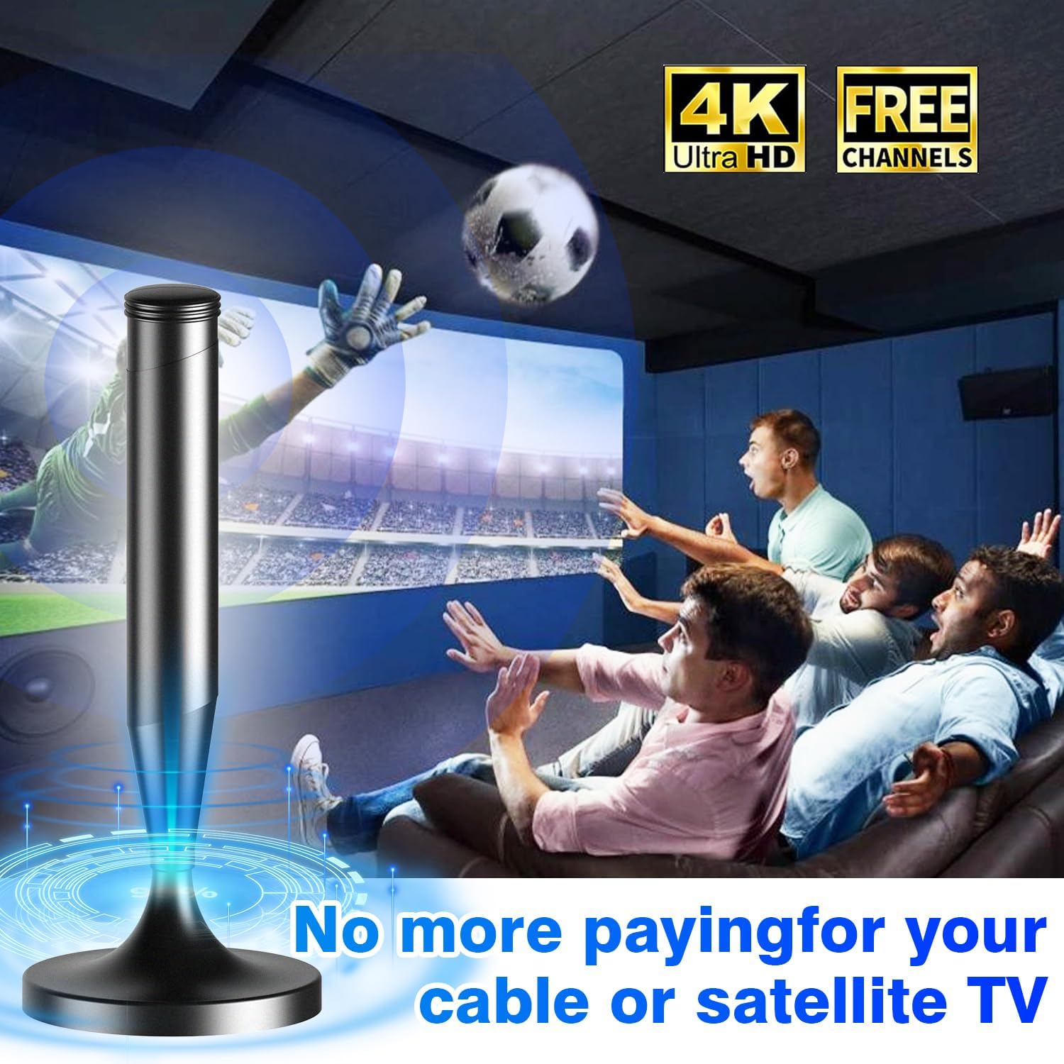 Detalle 2 de Indoor TV Aerial for Freeview & Freeview HD – 360° reception with magnetic base and 5m cable