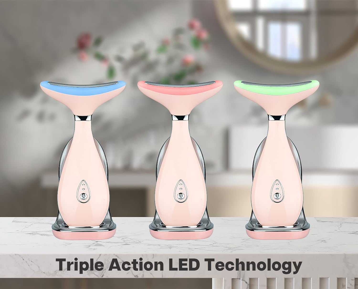Detalle de VRAIKO Lily Neck massage du visage – massage du cou avec thérapie thermique, LED triple action et vibration