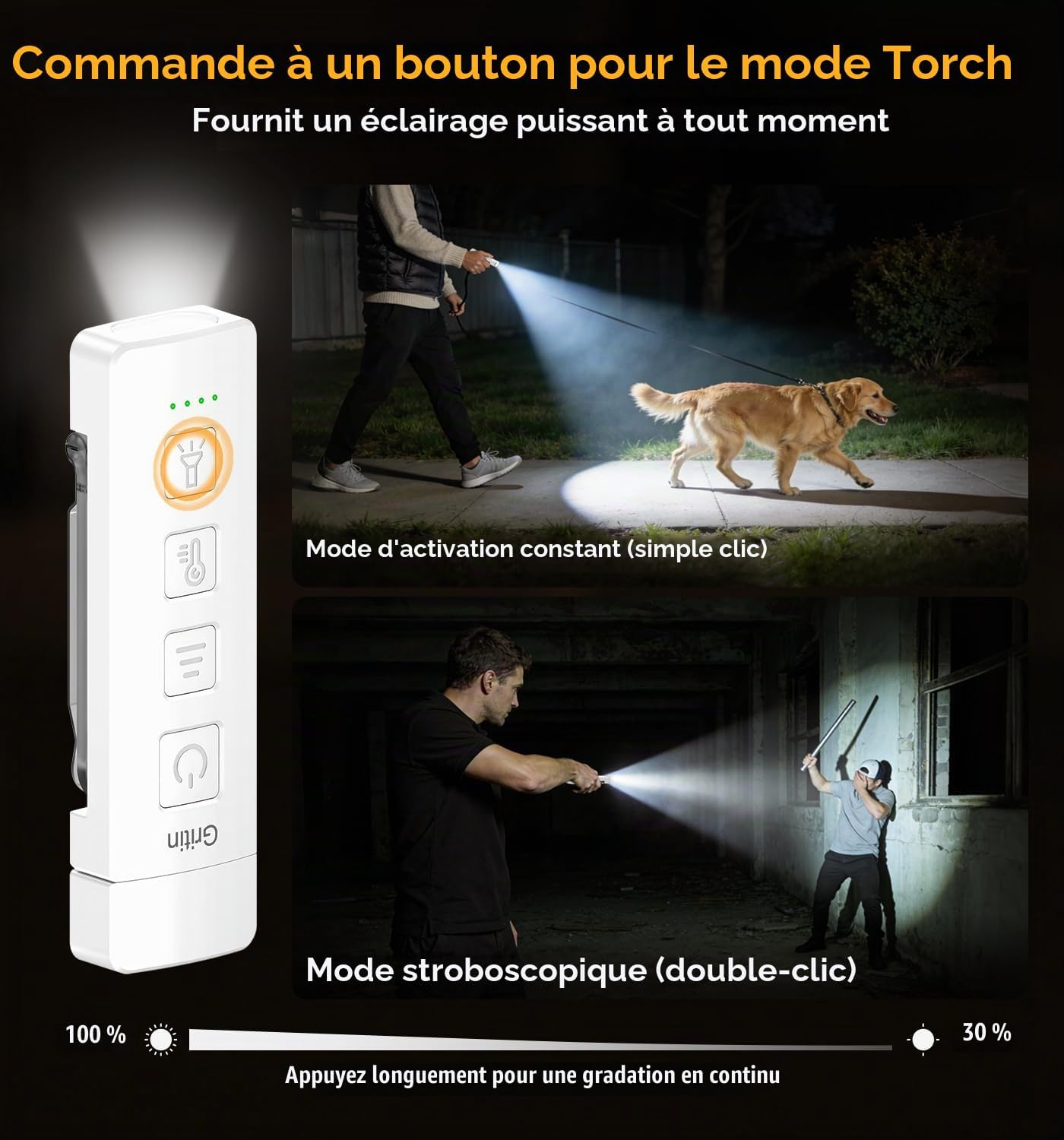 Detalle 2 de Gritin 2026 Gén.2 Lampe de Lecture Rechargeable, 2 en 1 – éclairage doux et torche intégrée