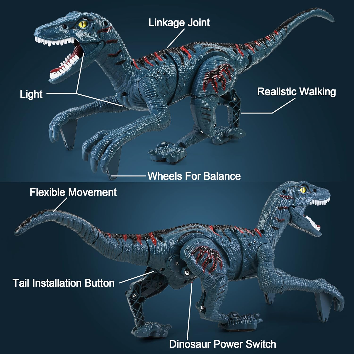 Detalle 2 de Jurassic Velociraptor Remote Control Dinosaur Toy 🦖