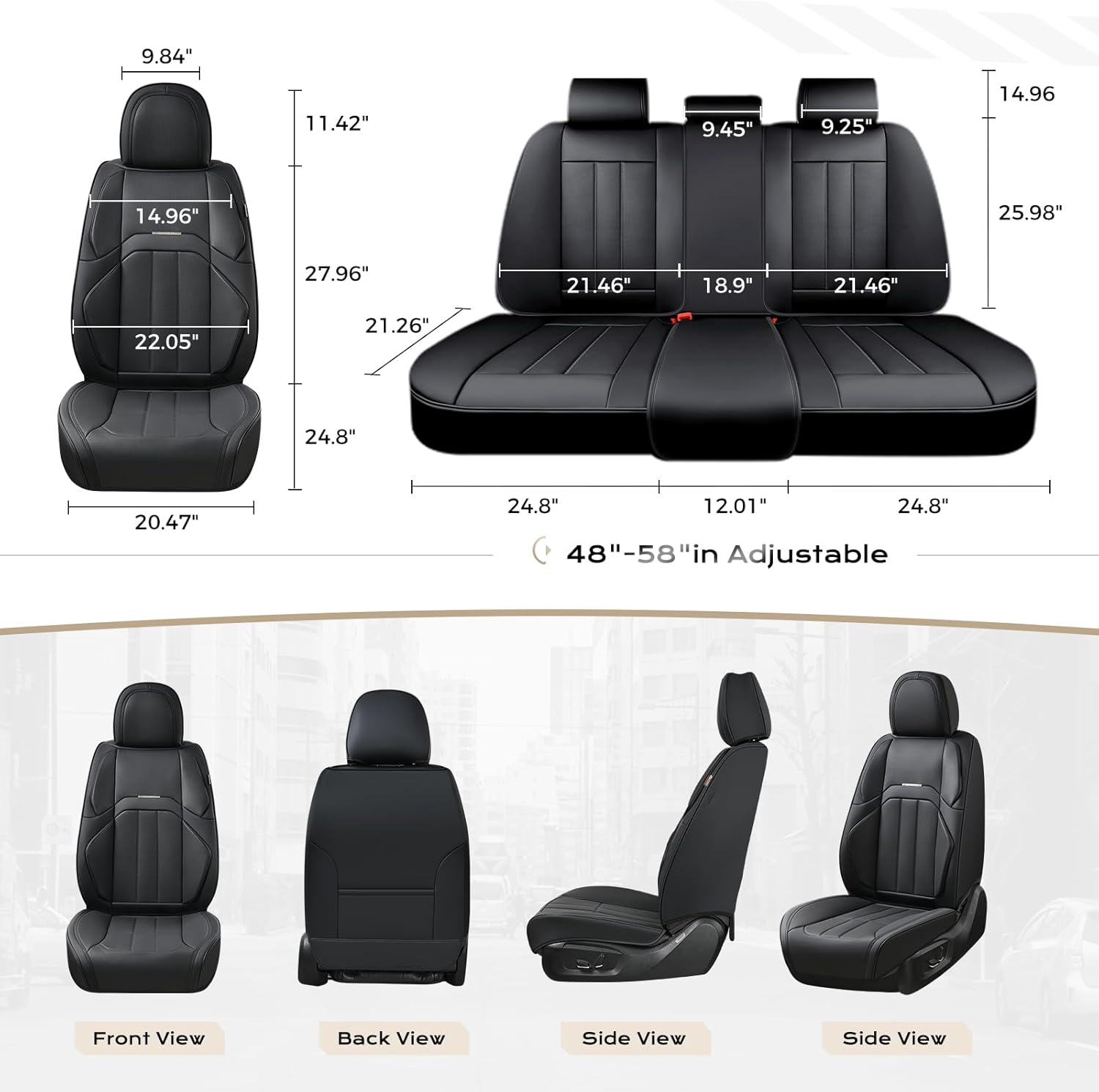 Thumbnail 4 de Coverado Car Seat Cover: Premium Nappa Leather Universal Full-Seat Protection