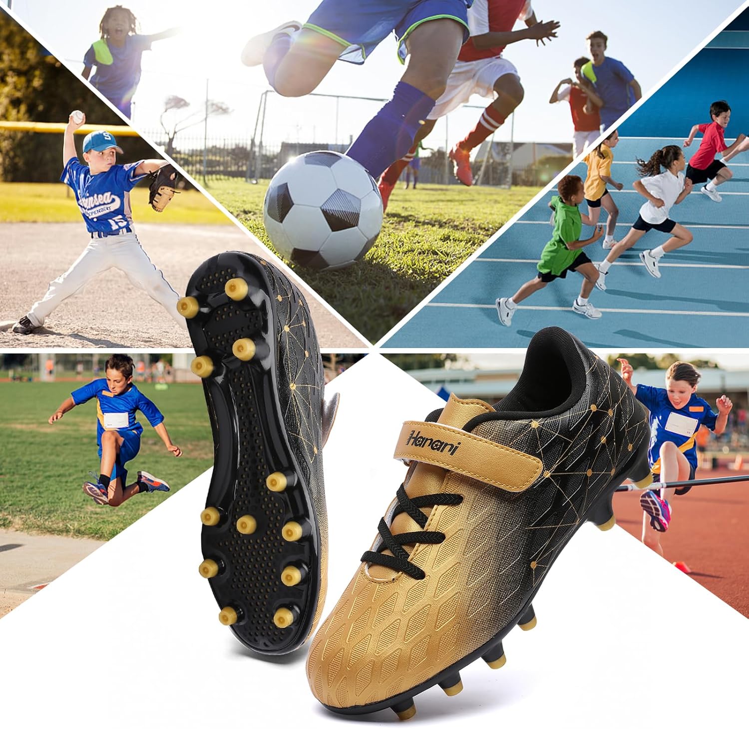 Thumbnail 1 de Kids FG/AG Football Boots with Hook-and-Loop Fastening (Unisex) – Synthesis Upper, Anti-Collision Toe