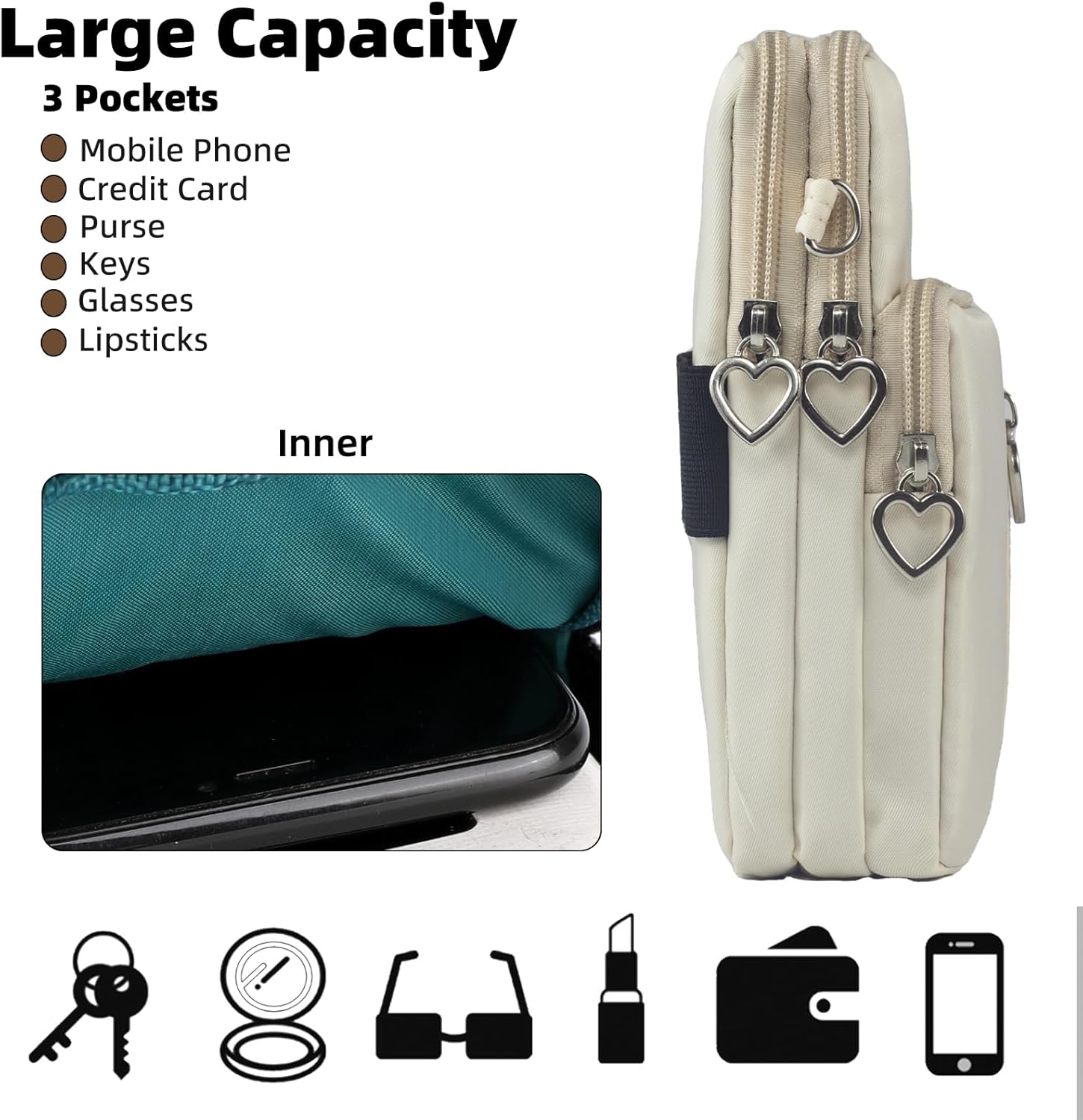 Thumbnail 5 de JANKS Damen-Umhängetasche als Crossbody mit Handy-Portemonnaie (bis ca. 6,7/6,8 Zoll)