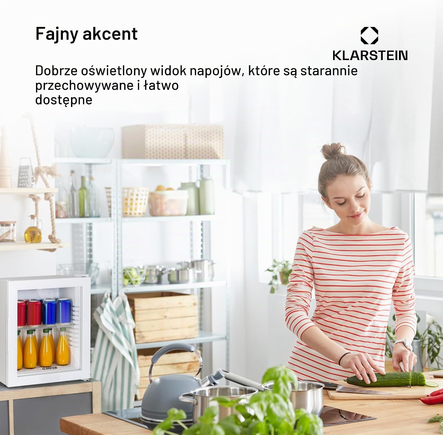 Detalle de Klarstein 10039904 – mini lodówka 23 l ze szklanymi drzwiami, 12–18°C