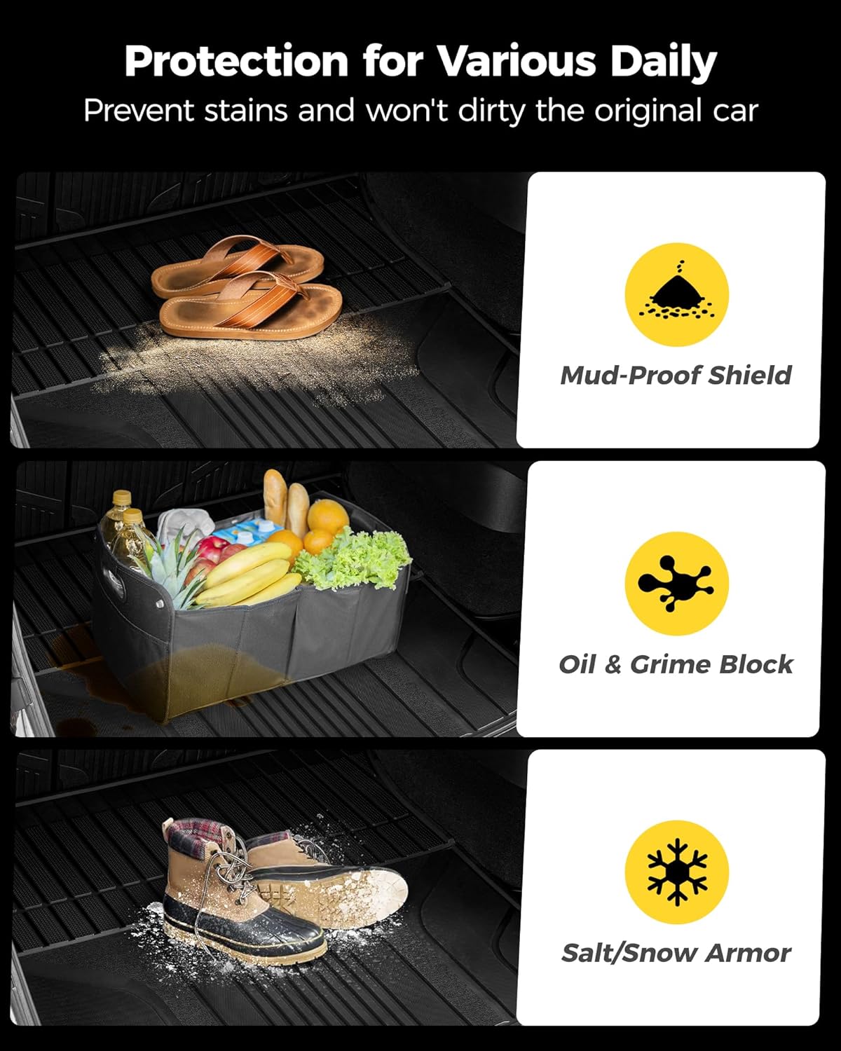 Thumbnail 5 de 3W Cargo Liner + Backrest Mats (TPE) for 2021-2026 Chevrolet Suburban / Yukon XL (only) / Escalade ESV (only)