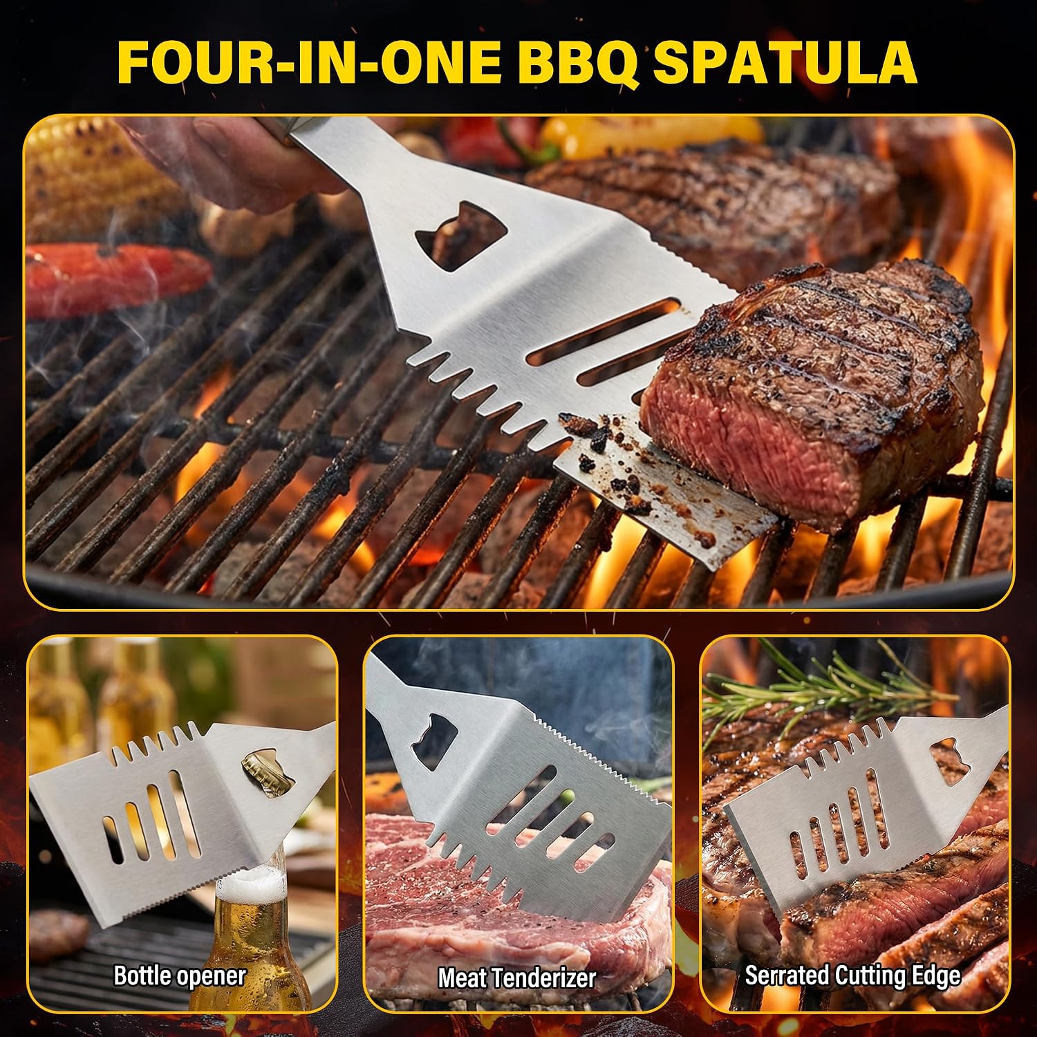 Detalle 2 de Yekale 5PCS Grill Tools Set, 5-Piece Stainless Steel BBQ Utensils