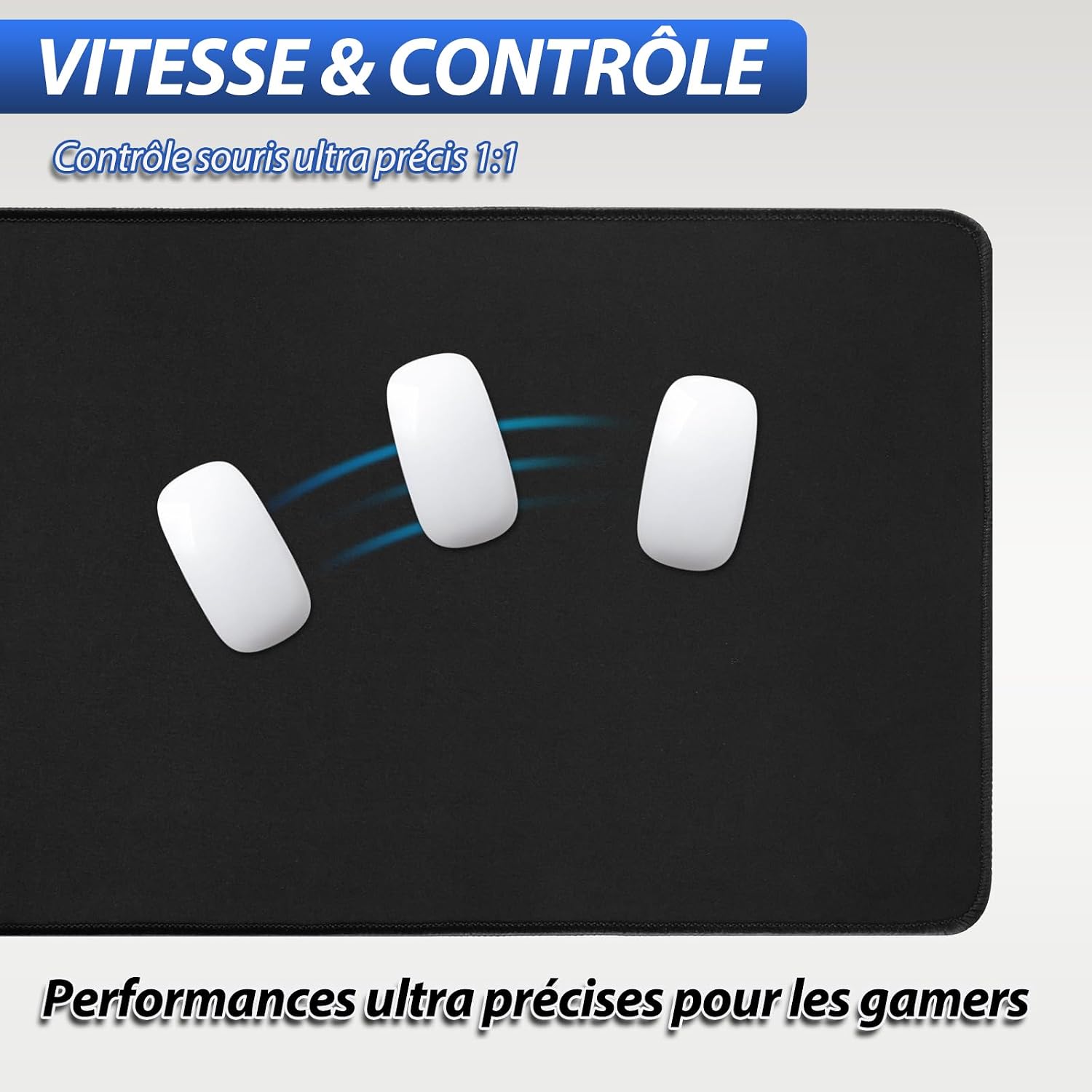 Detalle 2 de Niviy Tapis de Souris Gaming XXL 900x400mm – Grand tapis noir avec base anti-dérapage