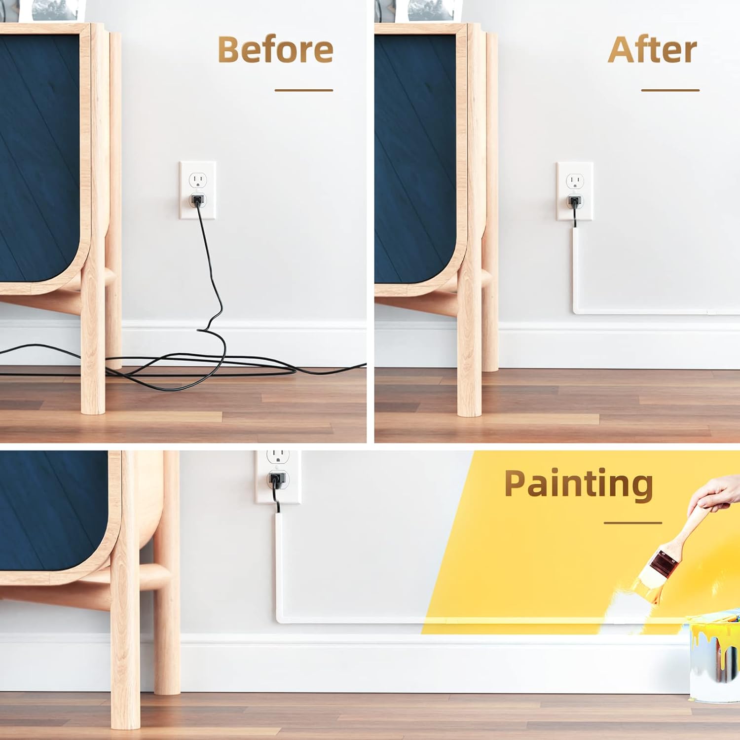 Detalle de Delamu Mini Cable Trunking Self Adhesive (2.4M) – 1-cable cable management kit, white
