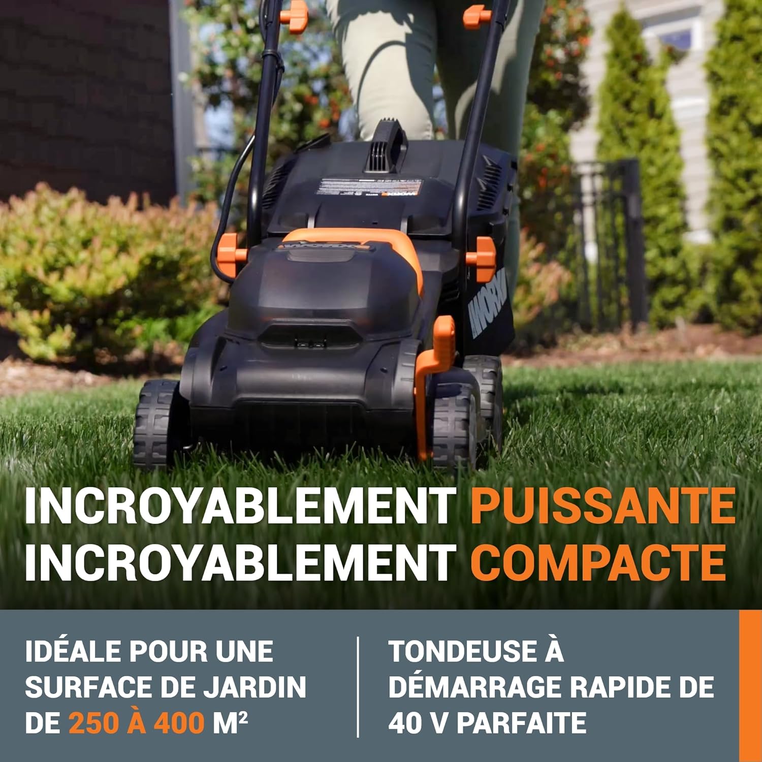 Detalle de WORX Tondeuse à Gazon sans Fil 40V WG779E.1 – 2 Batteries 4Ah, Surface max 460 m²