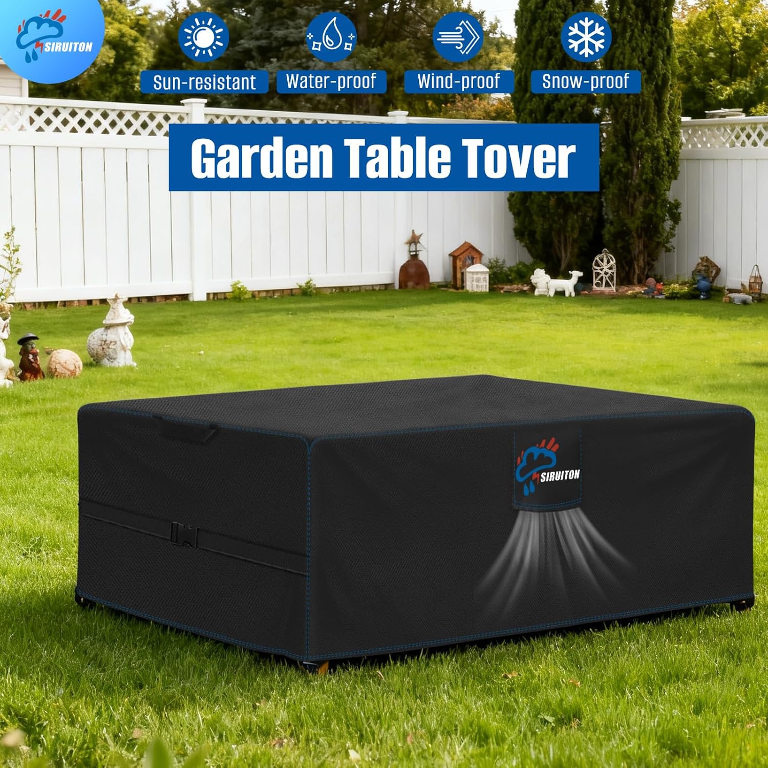 Thumbnail 6 de SIRUITON copertura per mobili da giardino 180x100x74 cm impermeabile 420D Oxford con aperture di ventilazione