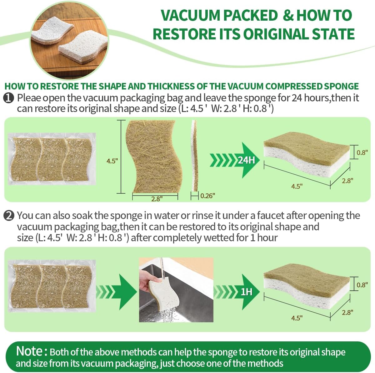 Thumbnail 6 de Sponges Kitchen Natural Dish Sponge – Plant-Based, Biodegradable & Compostable (Pack of 12)
