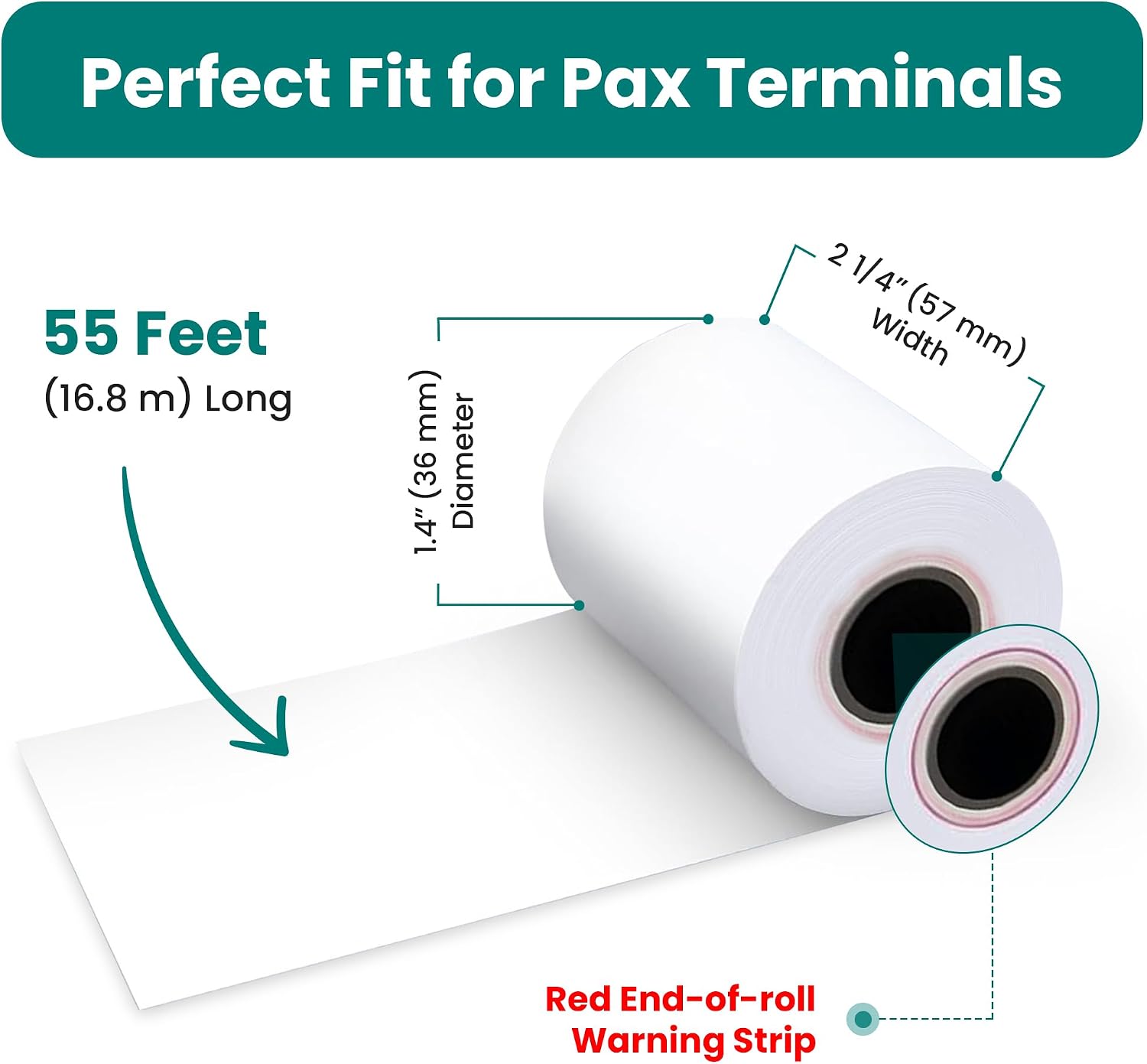 Detalle de ReceiptPaperPro PAX A920用レシートロール コート紙・幅57mm・10ロール