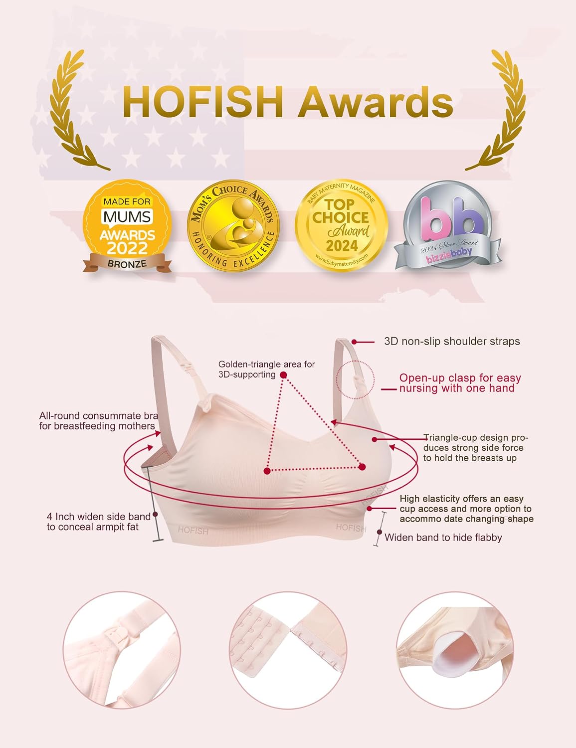 Detalle 2 de HOFISH 3PACK Full Bust Seamless Nursing Bralette