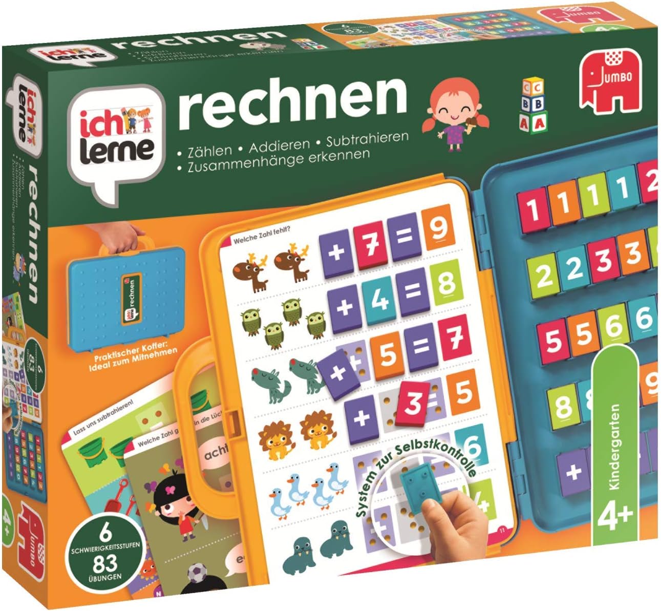 Detalle de Jumbo Spiele 18078 Ich lerne rechnen – Lernspiel für Kinder ab 4 Jahren (2–4 Spieler)