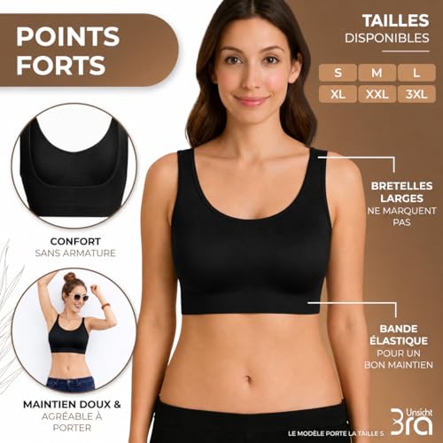 Detalle de UnsichtBra Soutien-gorge sans armature en microfibre – Bralette sans coutures et sans crochets (wellbra_SSS, M)