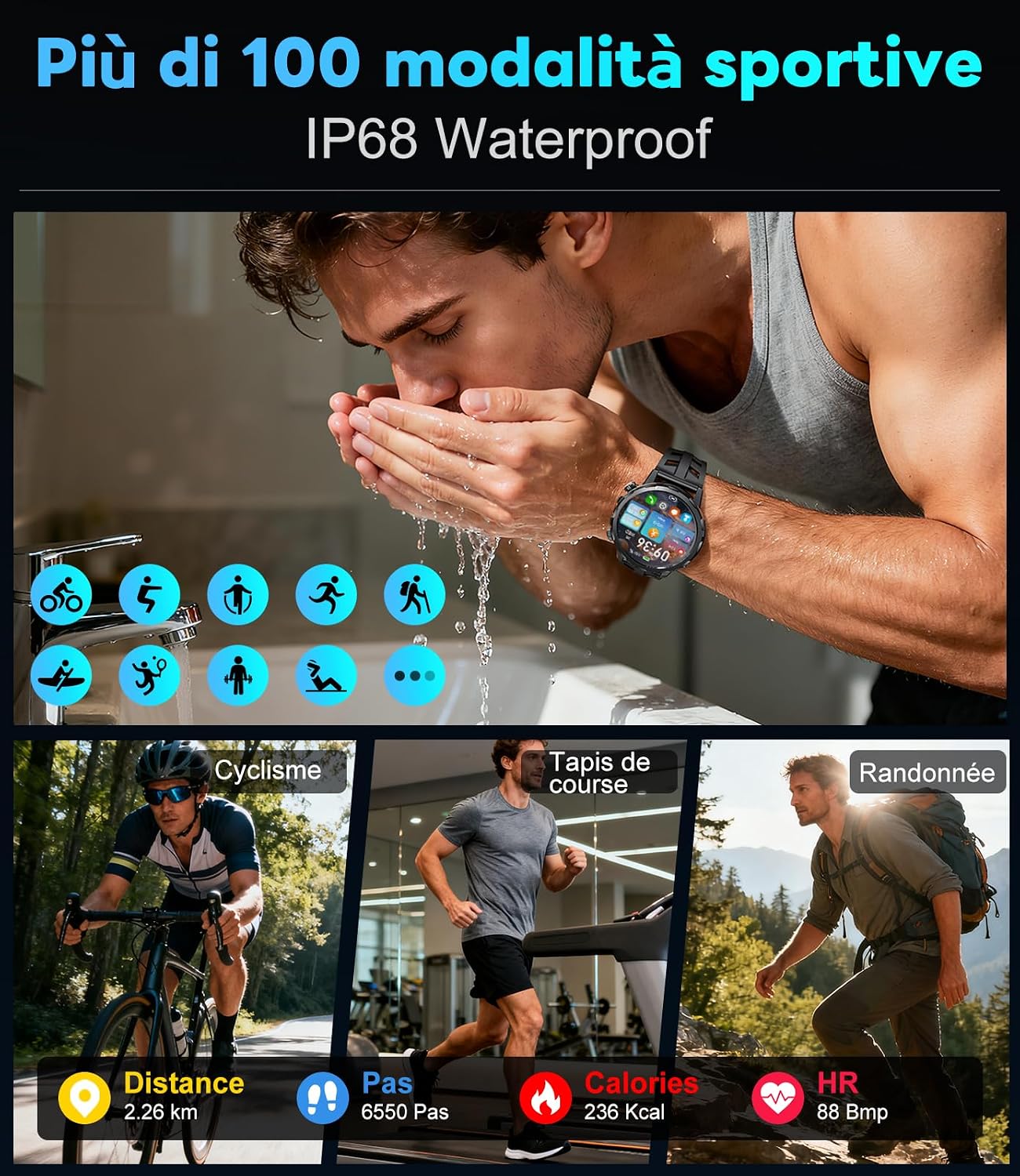 Thumbnail 4 de BENYAR Smartwatch homme 1,7" IP68