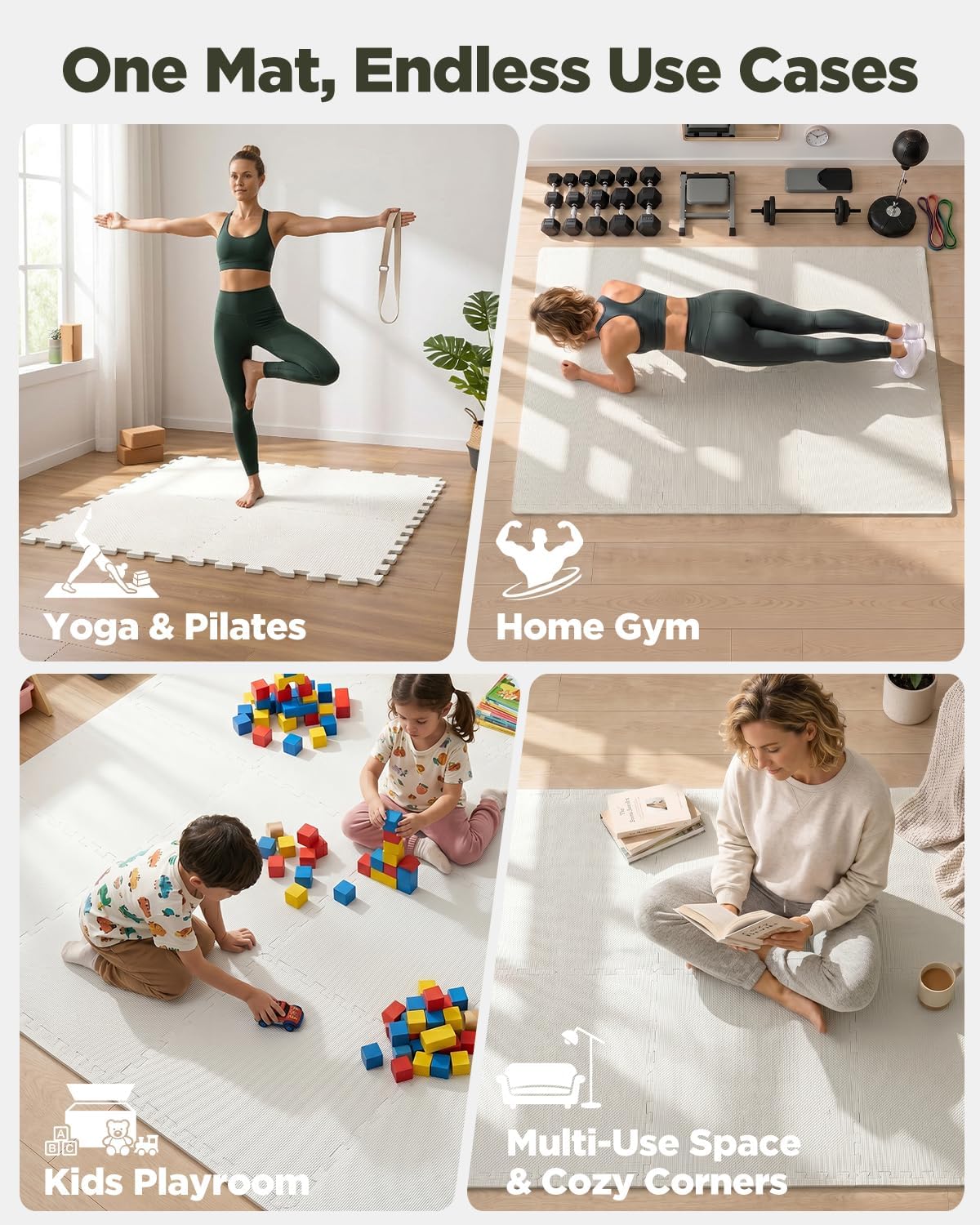 Thumbnail 6 de VivaLuz VLBG06-GM4-12 EVA Puzzle Exercise Mats, 16 Tiles, 64 Sq. Ft.