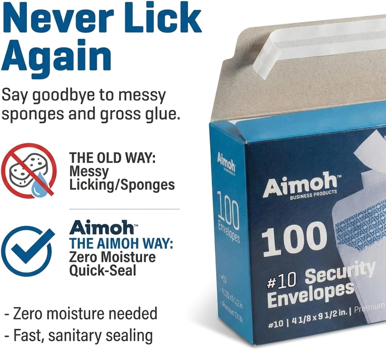 Detalle de Aimoh #10 Security Mailing Envelopes Letter Size, Self Seal, 100 Count