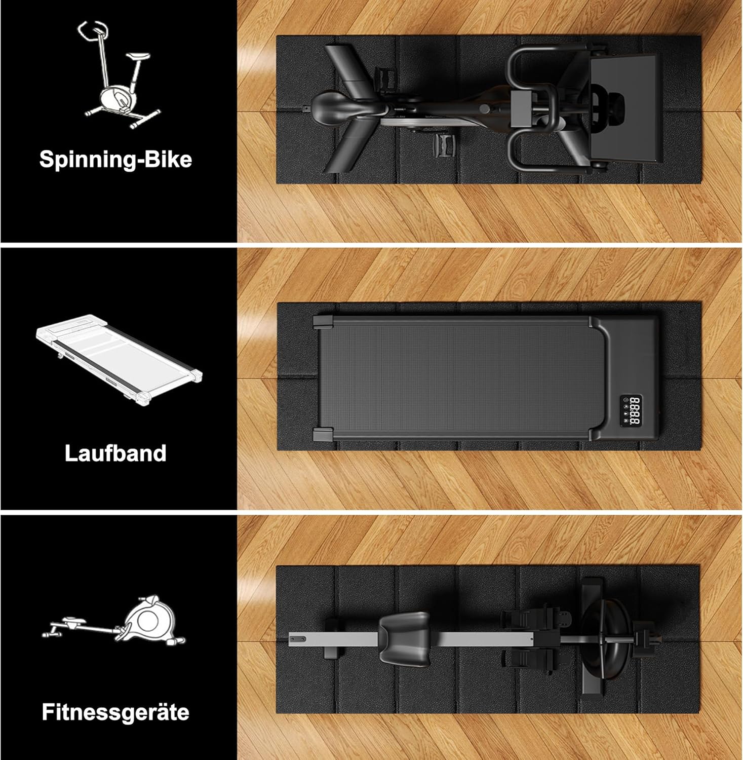 Thumbnail 4 de Laufbandmatte 172 x 61 cm, 6 mm Dicke – faltbar, hochdichte PVC Unterlage für Geräteschutz und Schalldämmung