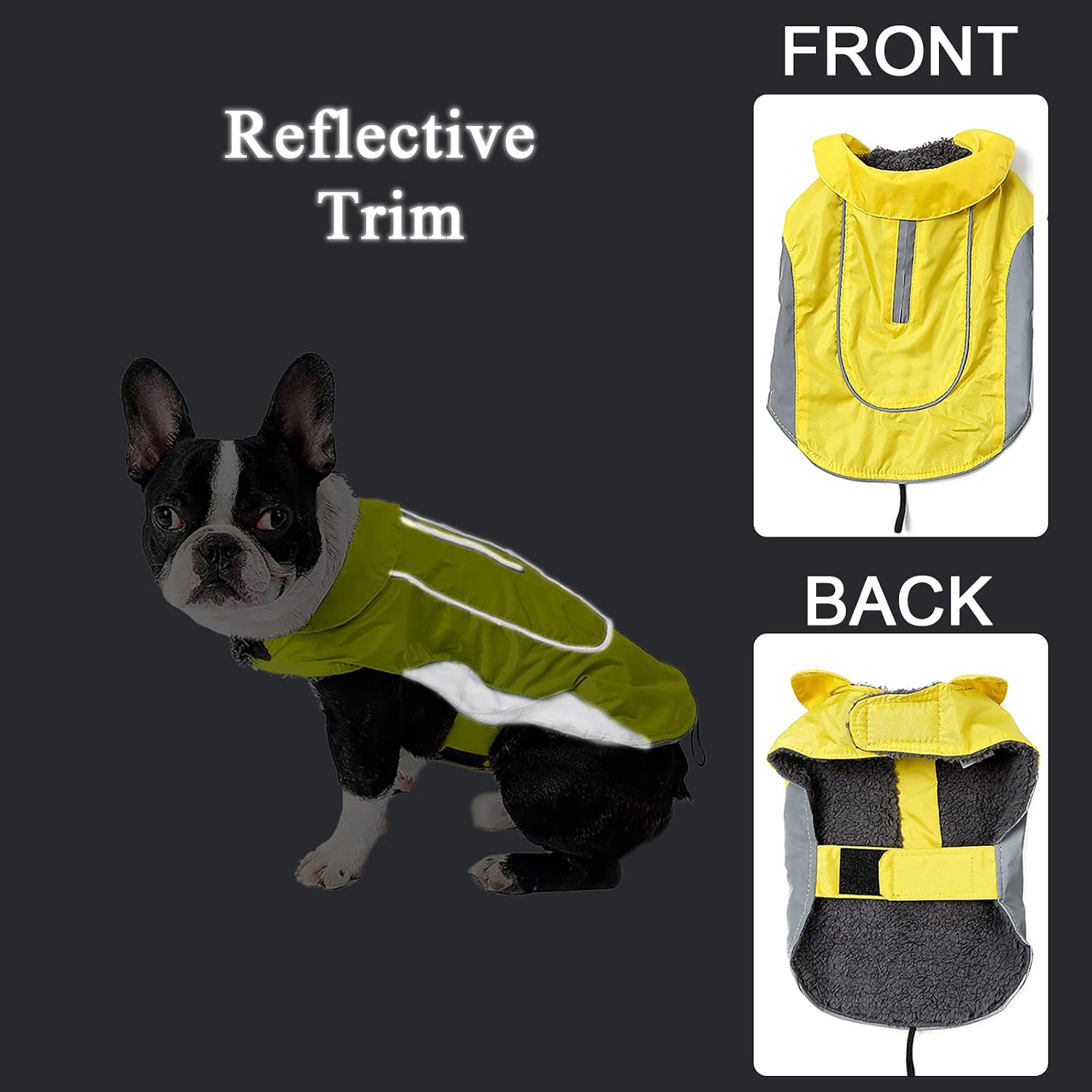 Detalle de Morezi Dog Warm Coats Jackets: Waterproof Coat with Harness Hole for Small/Medium Dogs (Yellow, M)