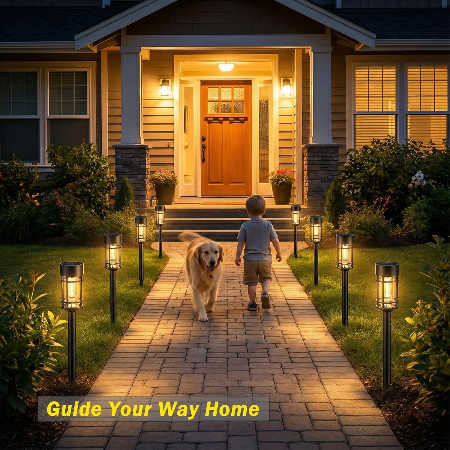 Detalle 1 de ILANCK HNBRPL07B Solar Pathway Lights, 8-Pack, IP65, Warm White LEDs