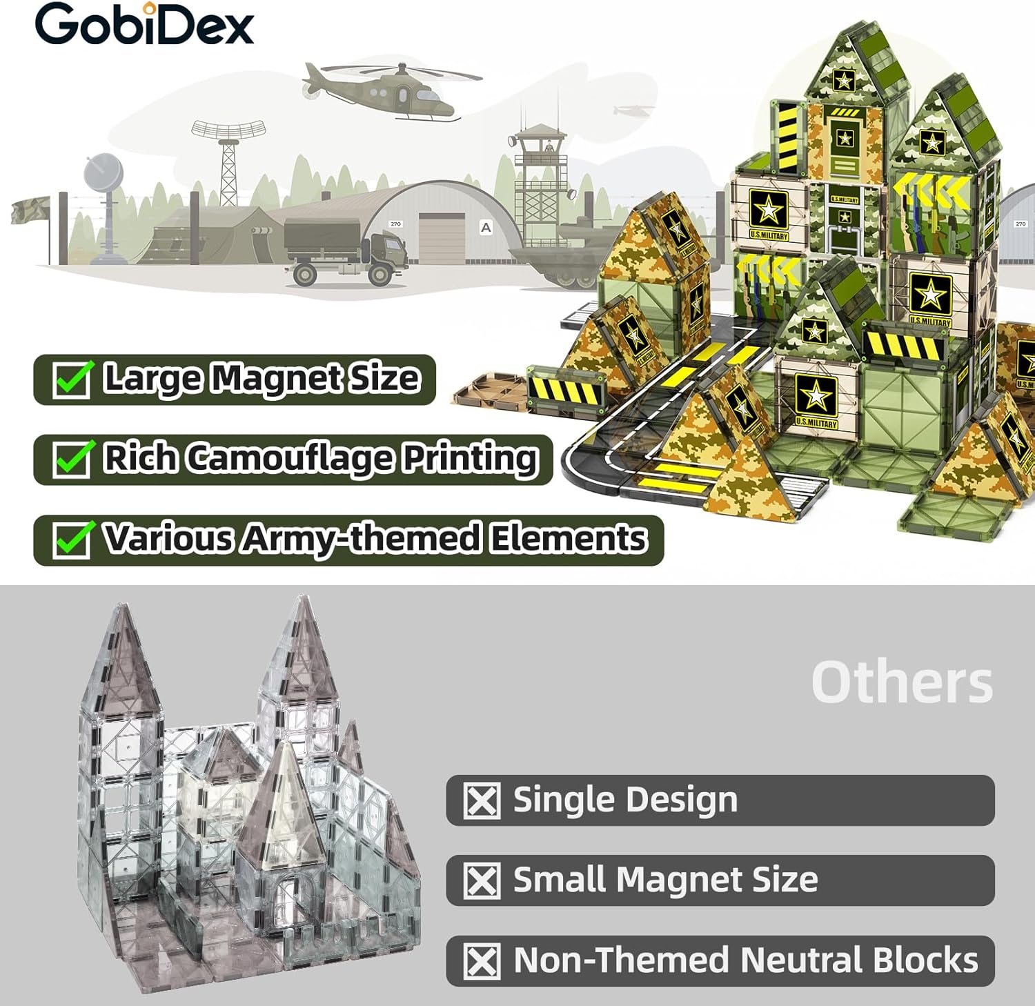 Thumbnail 4 de GobiDex Magnetic Tiles Army Toys 3+