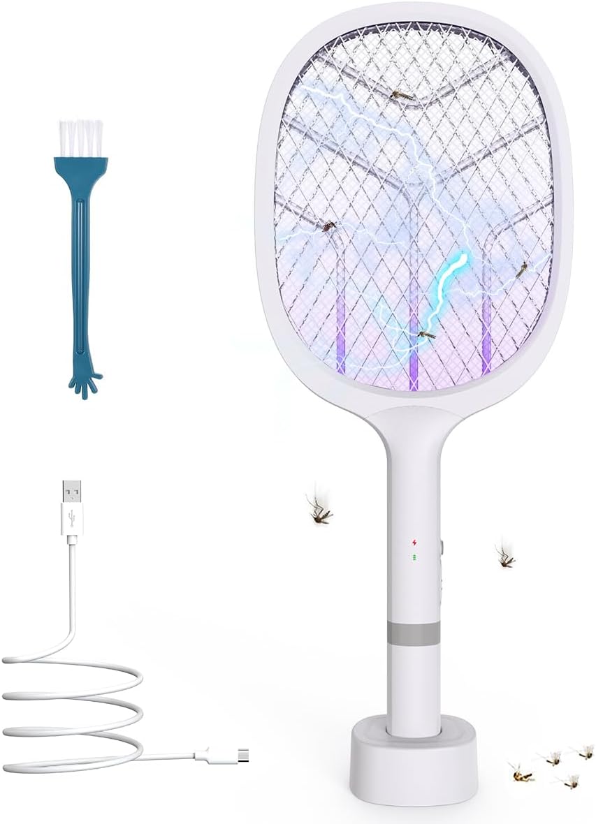 Detalle de URSICO Electric Fly Swatter 4800V / 2-in-1 Bug Zapper: Rechargeable Mosquito Killer for Indoor and Outdoor Use