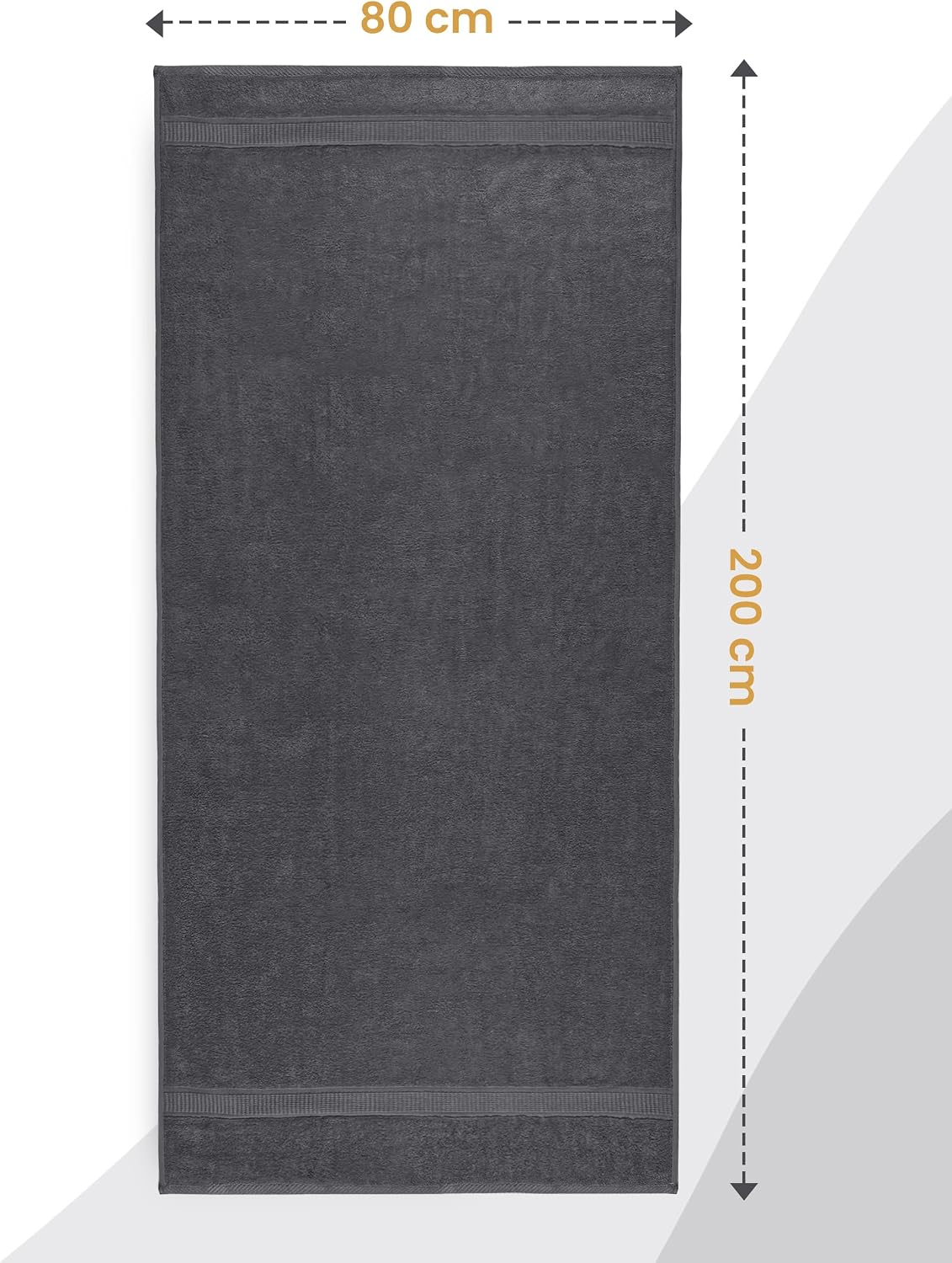 Thumbnail 1 de Utopia Towels UT1094 Large Cotton Bath Sheets, 80 x 200 cm, Grey, Set of 2