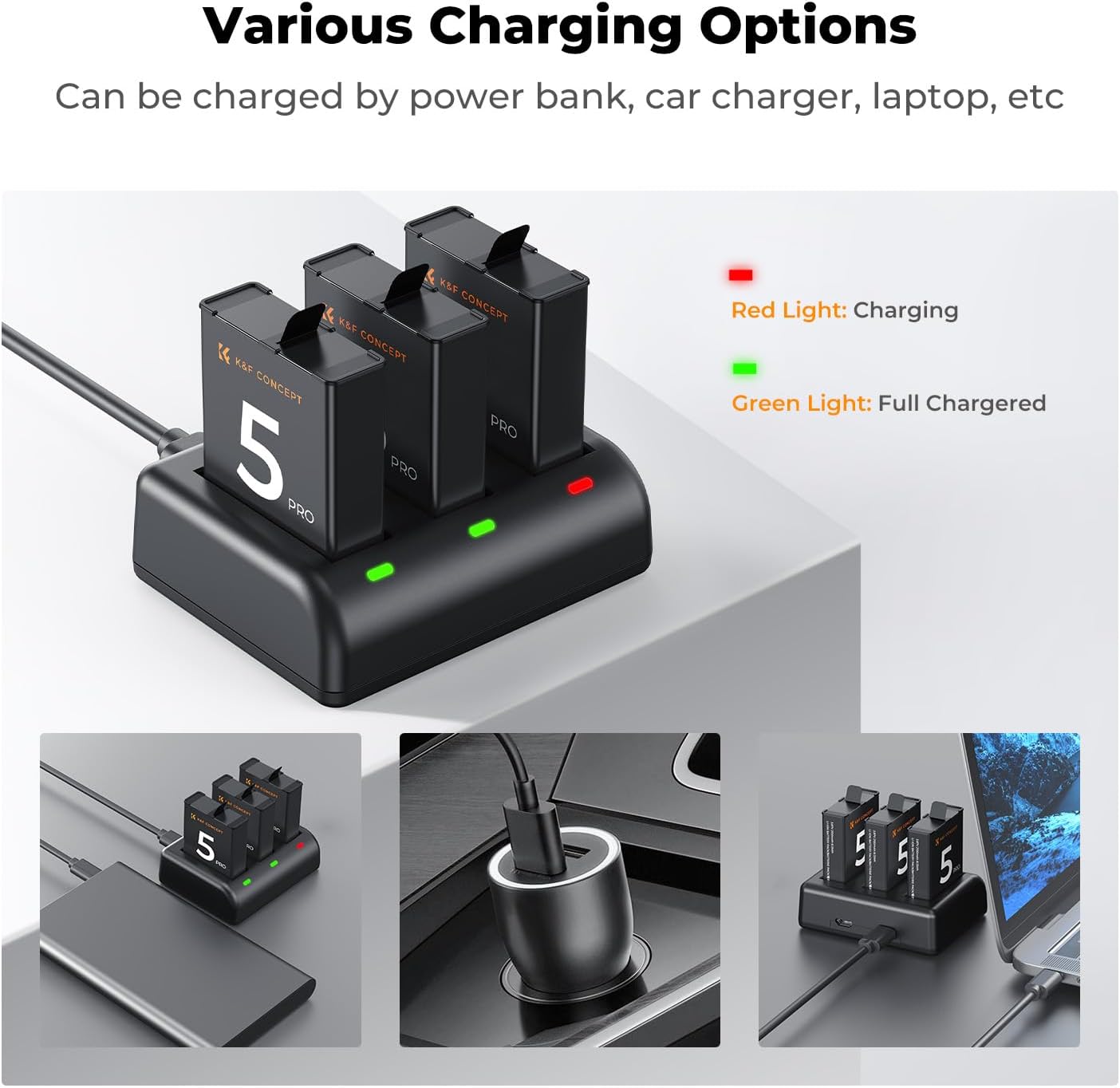 Thumbnail 4 de K&F CONCEPT Osmo Action 2100mAh 3-Pack