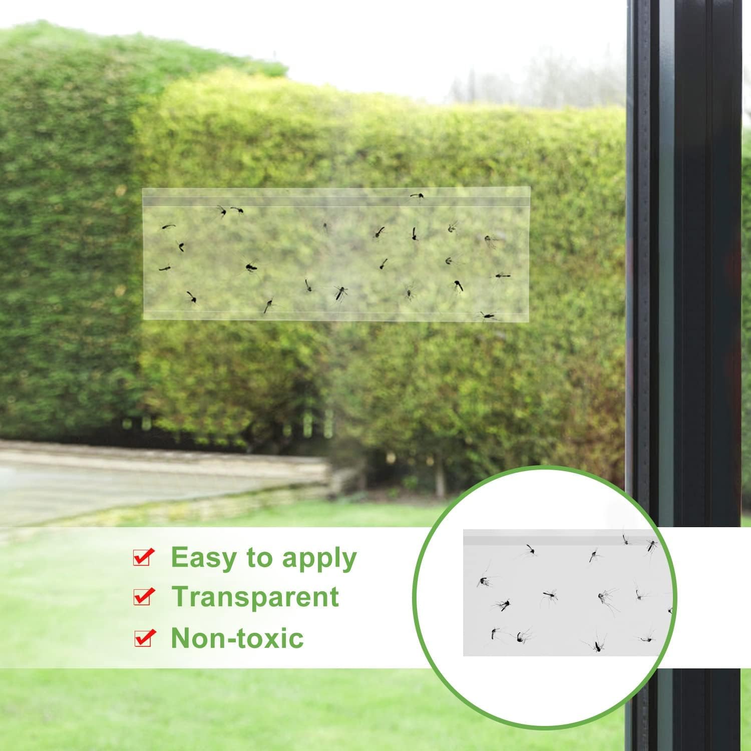 Thumbnail 4 de 100 Stück Fensterfliegenfallen – Transparente Klebestreifen gegen Fliegen und Fruchtfliegen