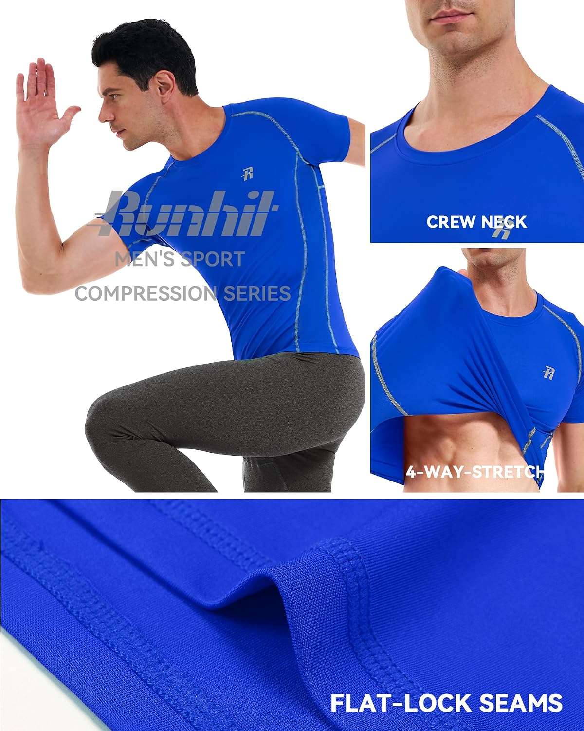 Thumbnail 4 de Runhit Men's Compression Shirt, 88% Polyester