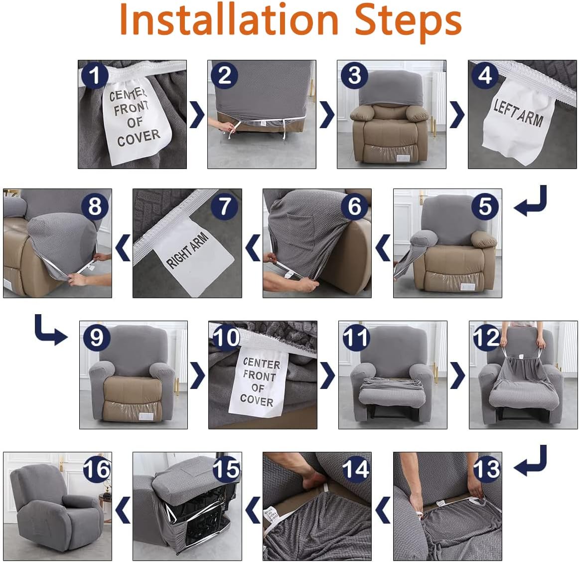 Thumbnail 4 de OKYUK Rivestimento per poltrona relax elasticizzato 4 pezzi