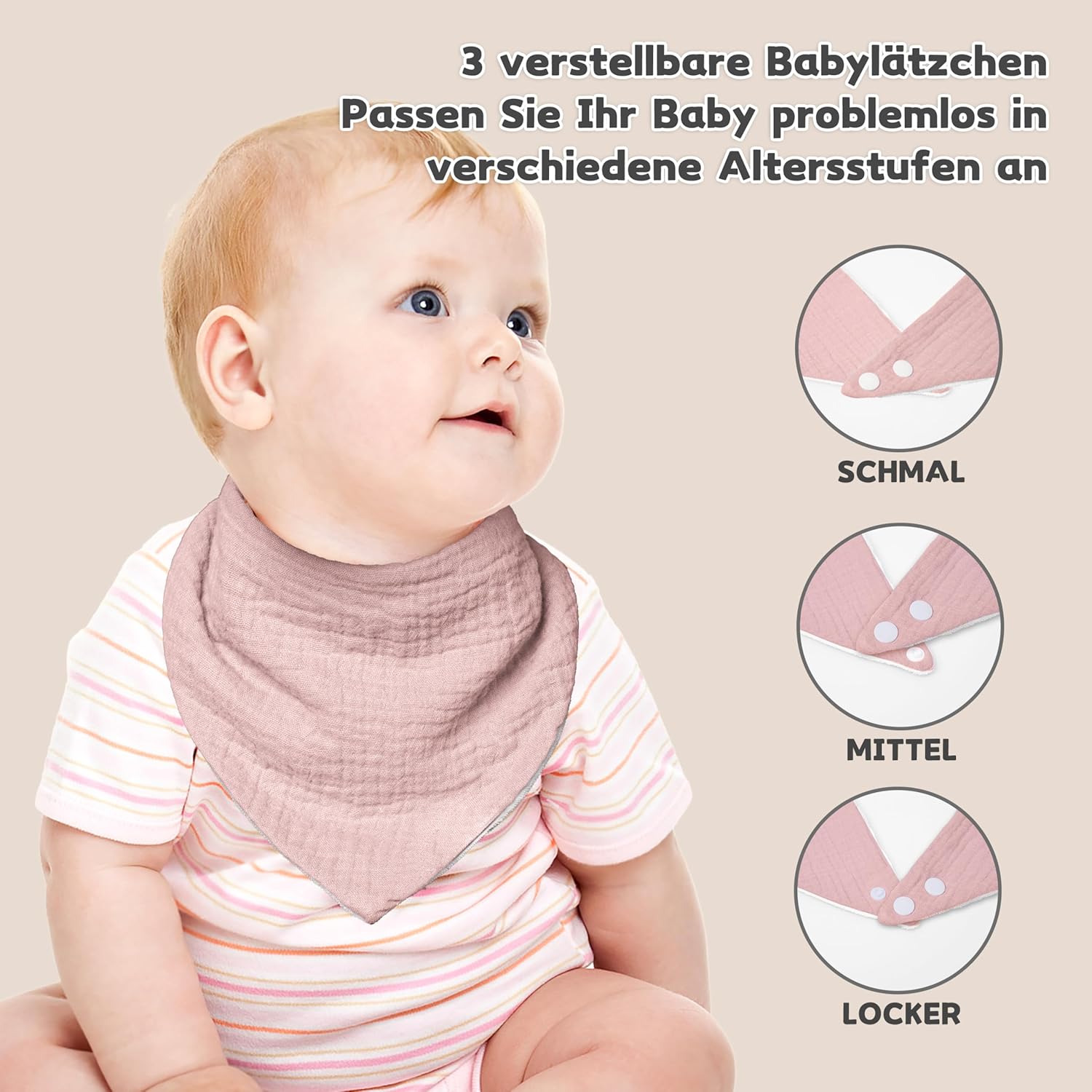 Detalle de Susurration Bavoirs Bébé Bandana – Ensemble de 10 bavoirs en mousseline, réversibles et réglables