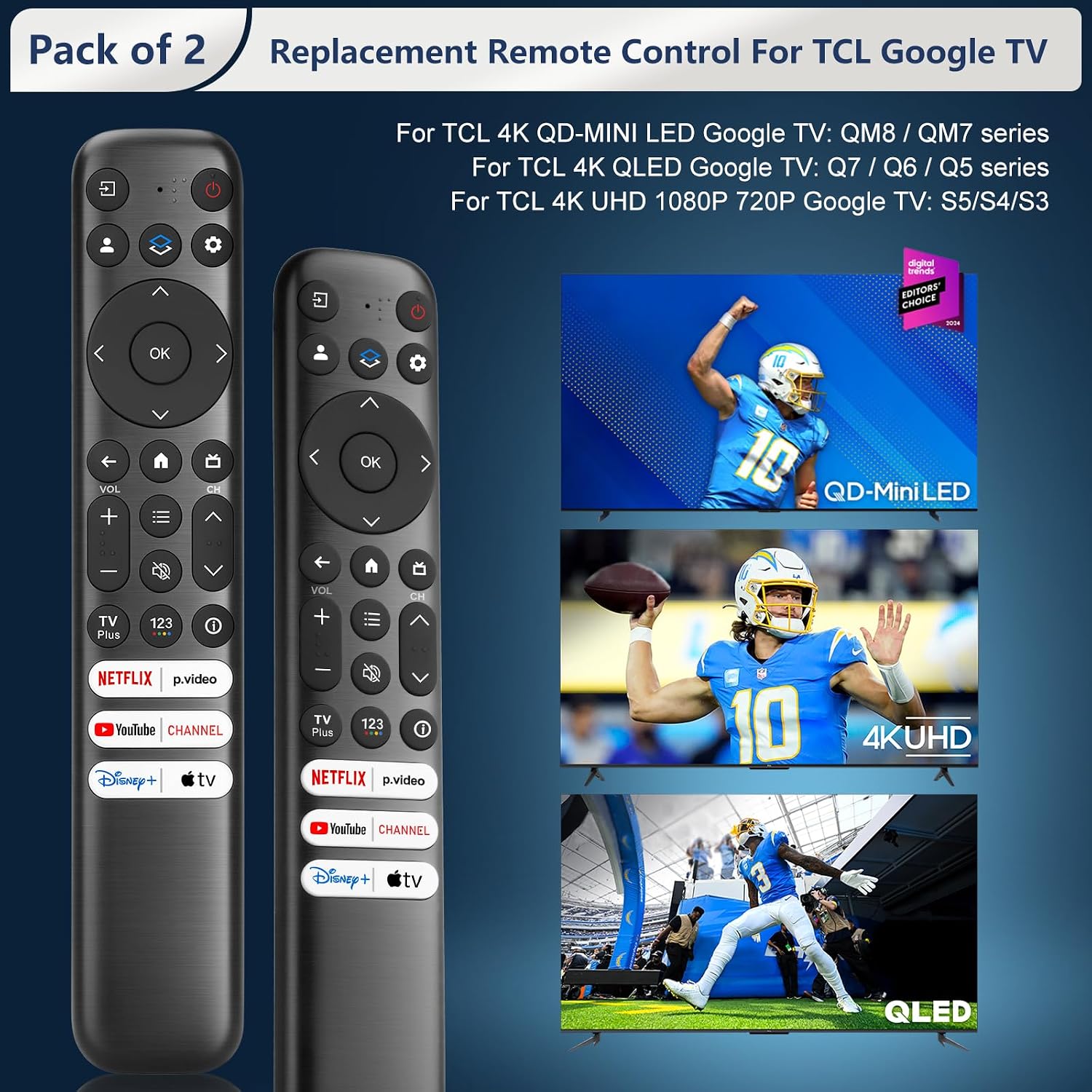 Thumbnail 2 de TCL Google TV Remote Replacement Pack (2)