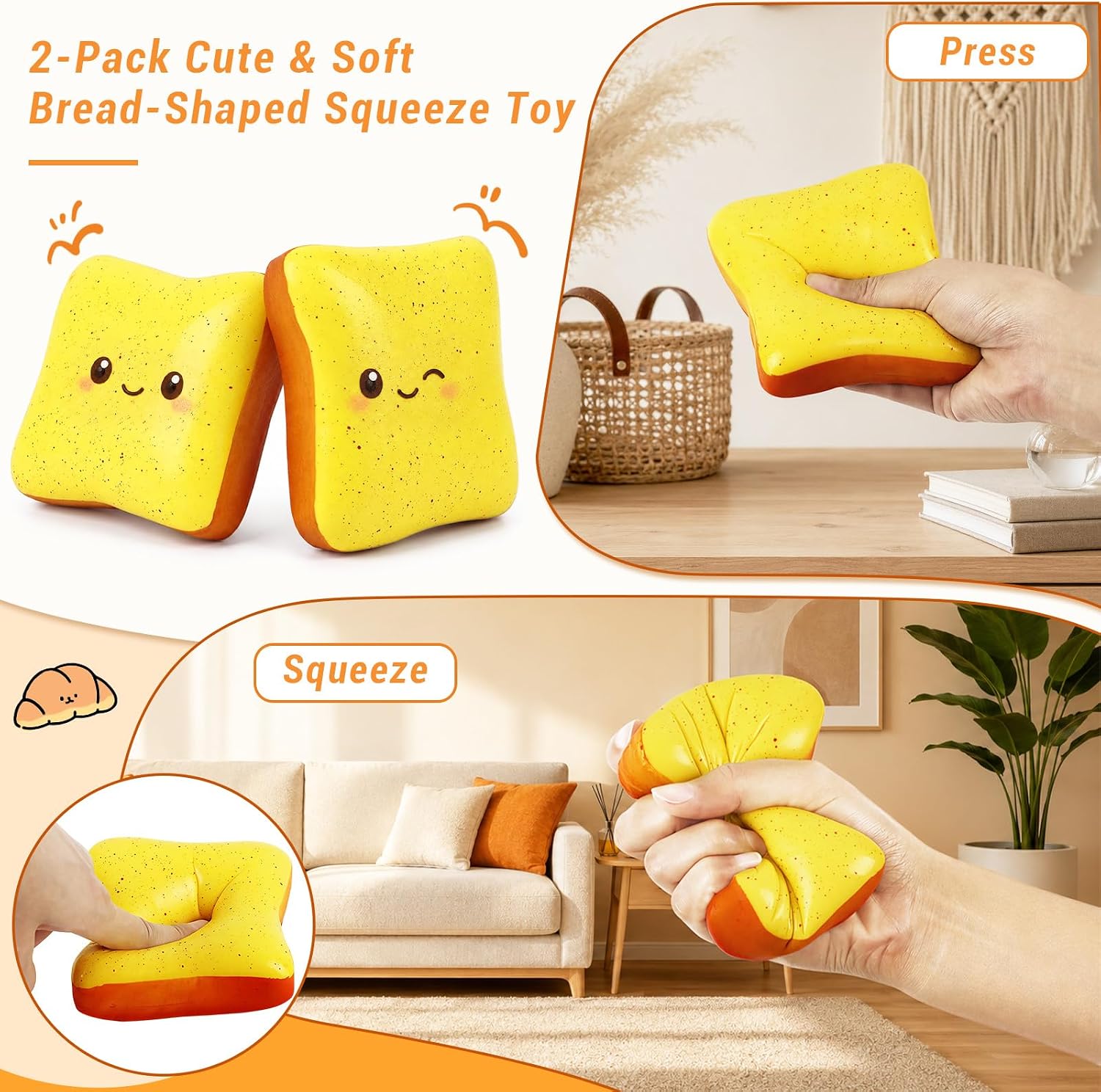 Detalle 2 de Bread Squishy Toys, 2-Pack