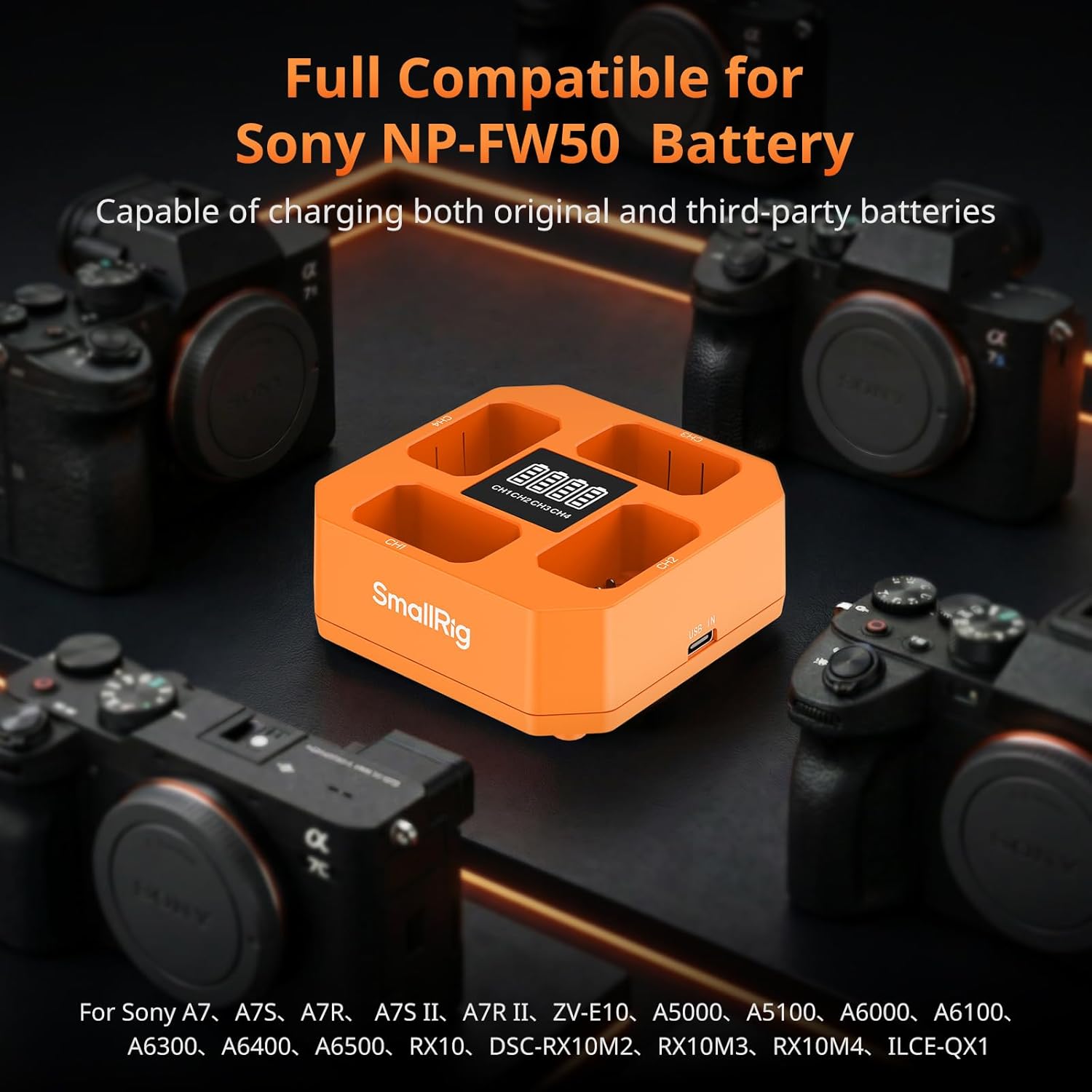 Thumbnail 3 de SMALLRIG NP-FW50 Chargeur de Batterie à 4 Canaux pour Sony – PD45W, Indicateur LED