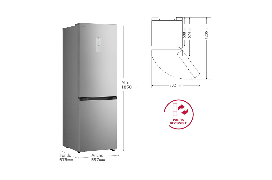 Detalle 2 de LG GBBSJ11EPY Outlet frigorífico combi 333 L inox
