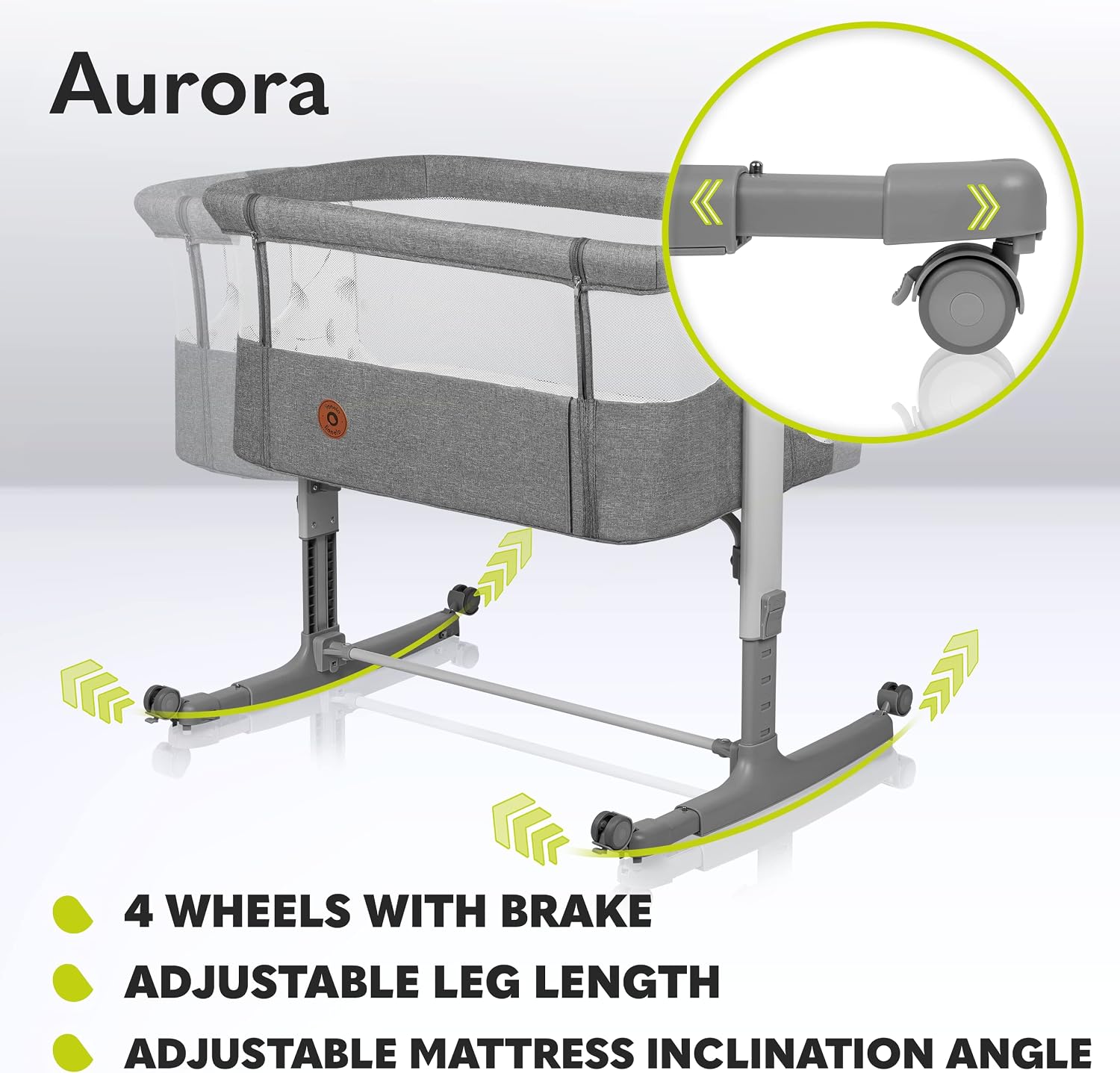 Thumbnail 4 de Lionelo Aurora 3in1 Baby Bedside Cot Co-Sleeper – 0+ to 9kg, Adjustable Height & Incline