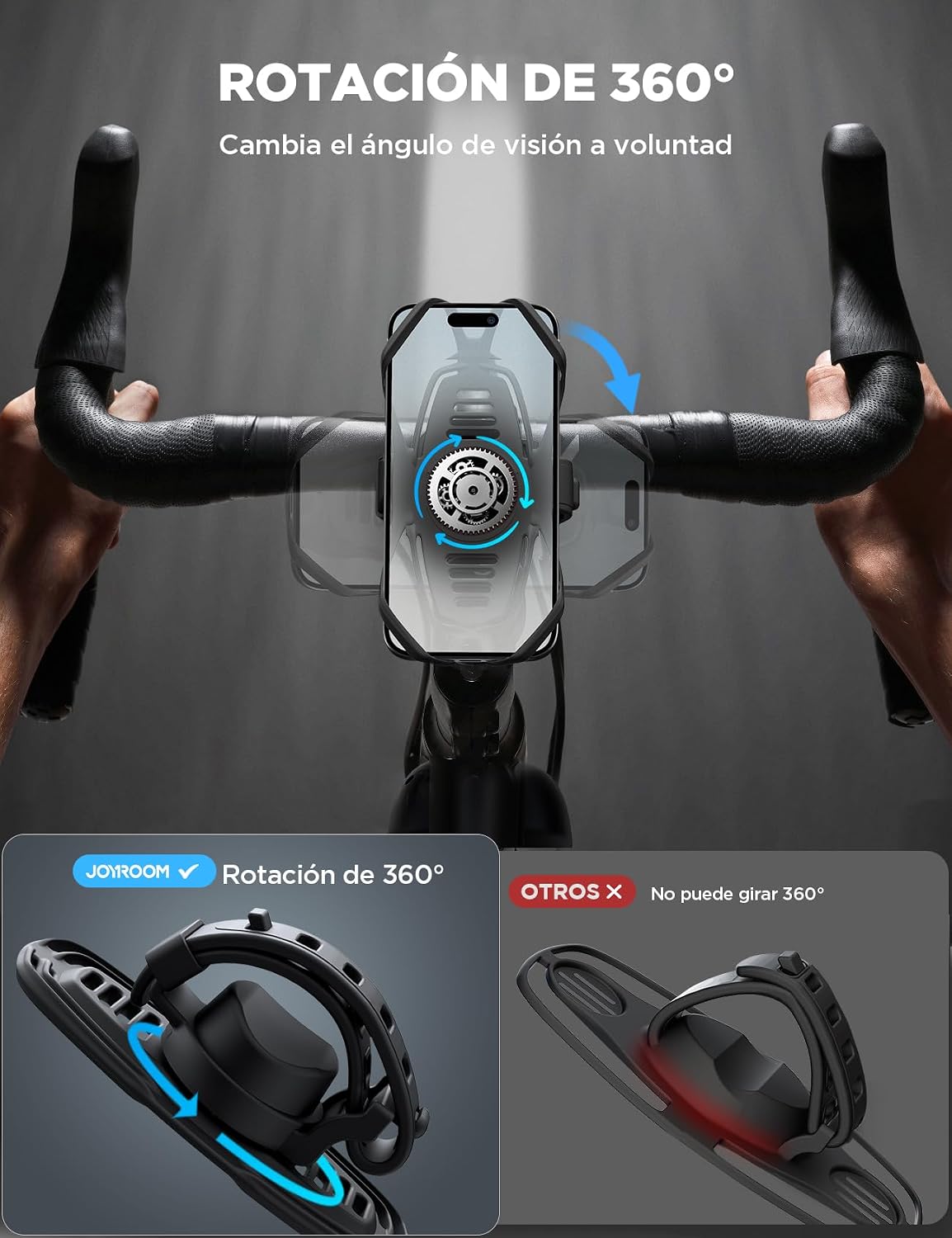 Detalle 2 de JOYROOM Soporte Móvil Bicicleta 360° 4,0-7,2